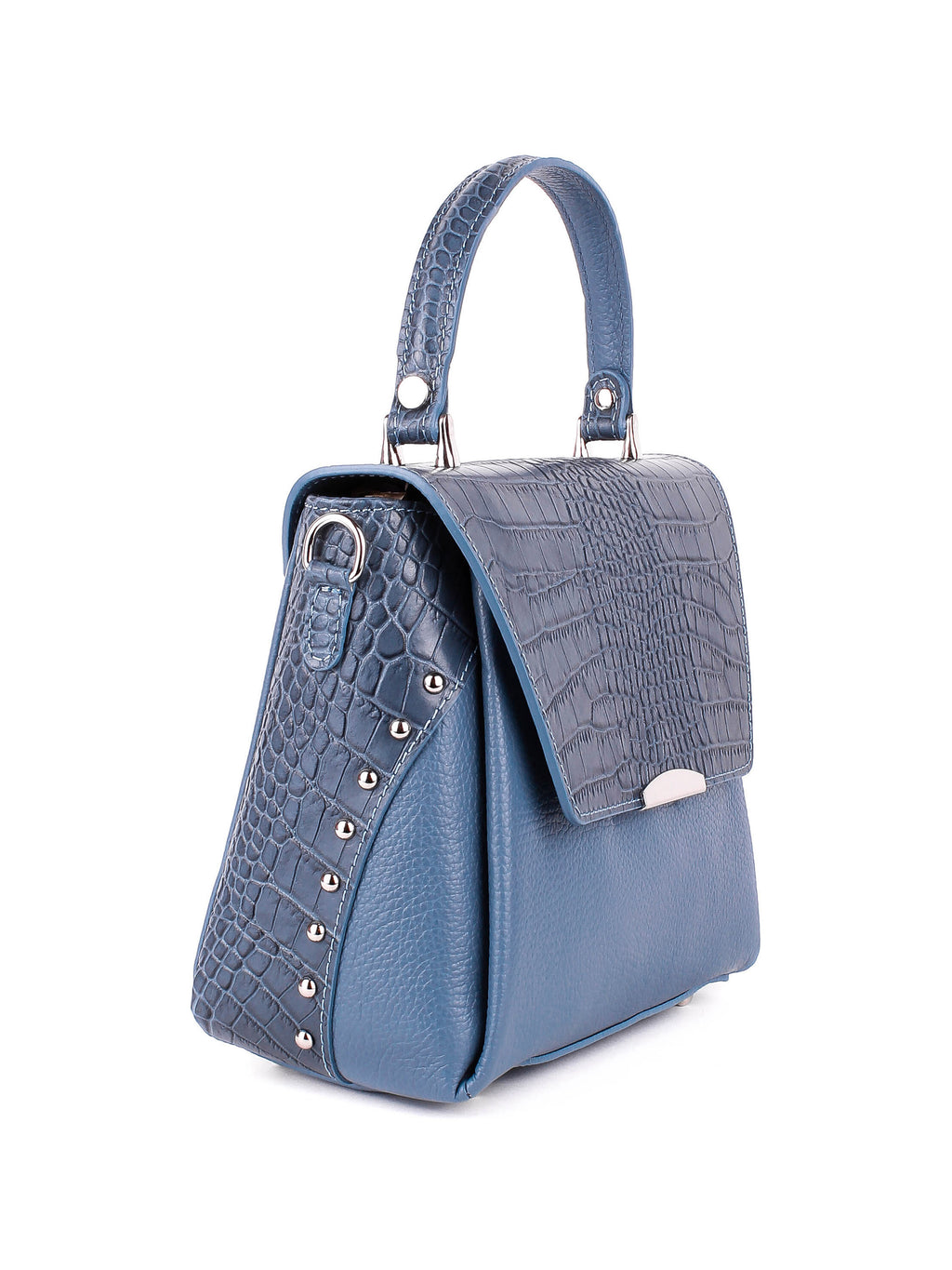 Bolso de mano de piel italiana Темно блакитний 6399-97-101