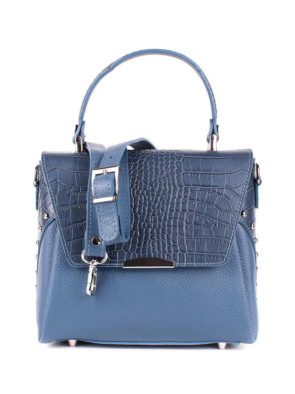 Bolso de mano de piel italiana Темно блакитний 6399-97-101