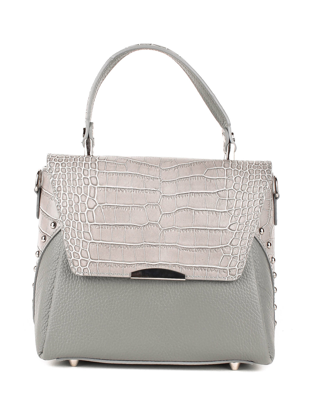 Bolso de mano de piel italiana Gris 6399-18-101