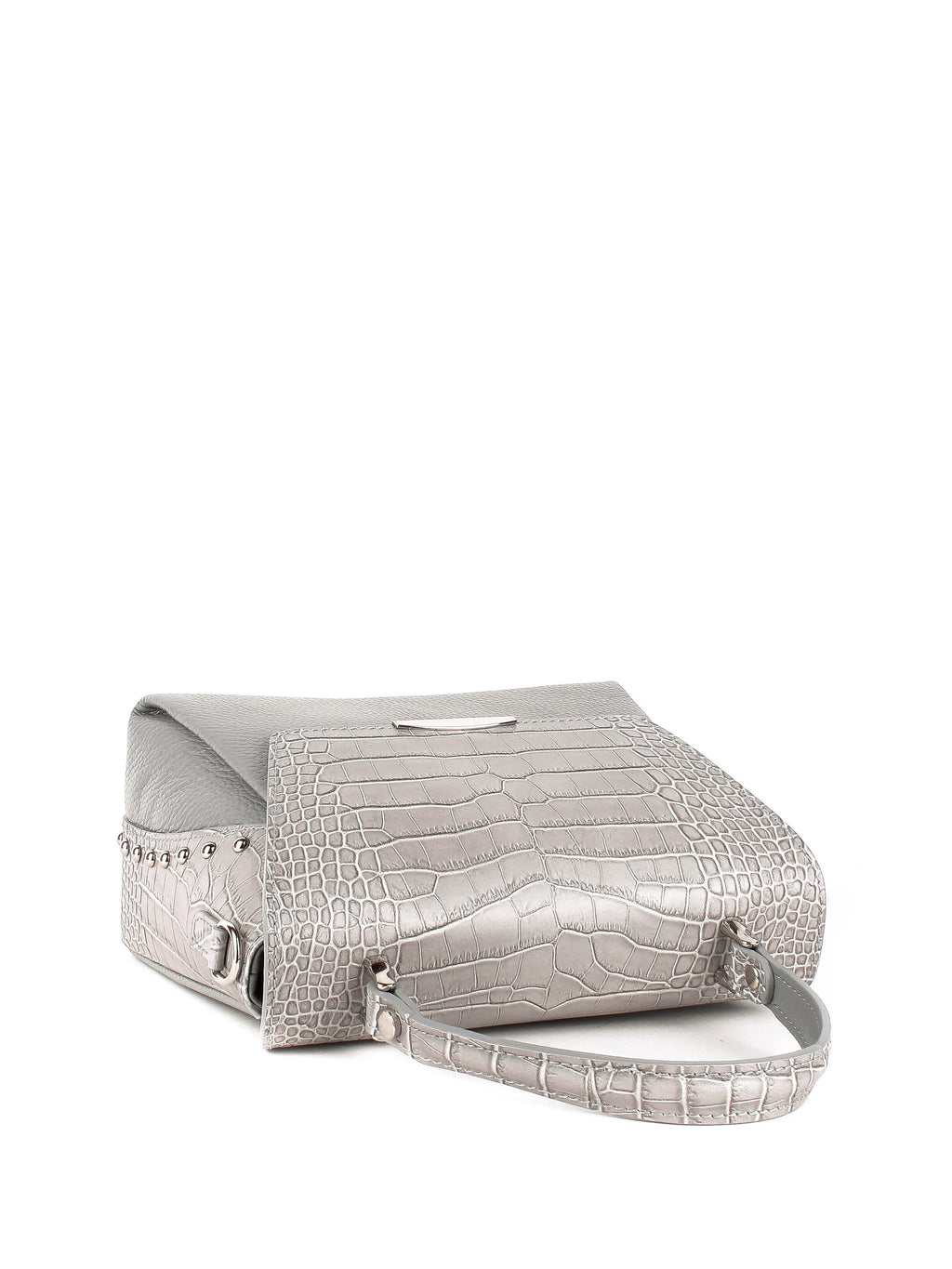 Bolso de mano de piel italiana Gris 6399-18-101