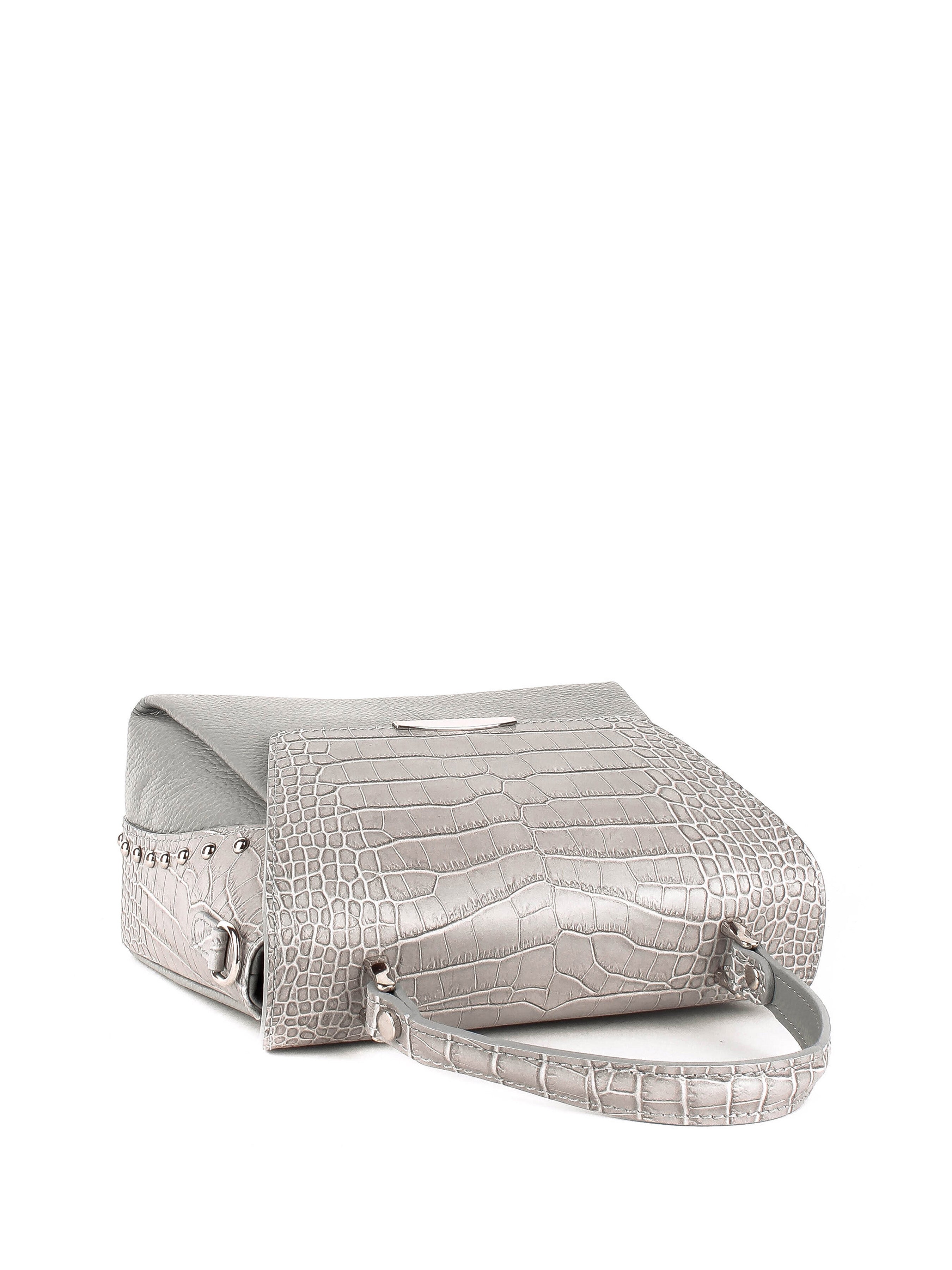 Bolso de mano de piel italiana Gris 6399-18-101