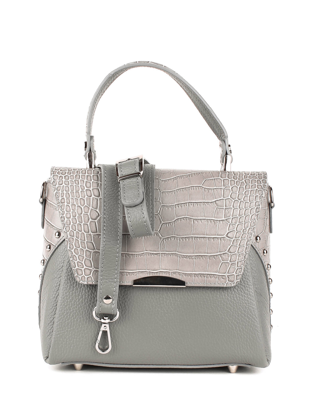 Bolso de mano de piel italiana Gris 6399-18-101