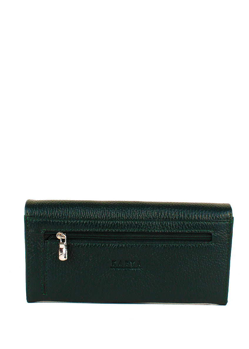 Cartera de piel italiana Verde 1159-030