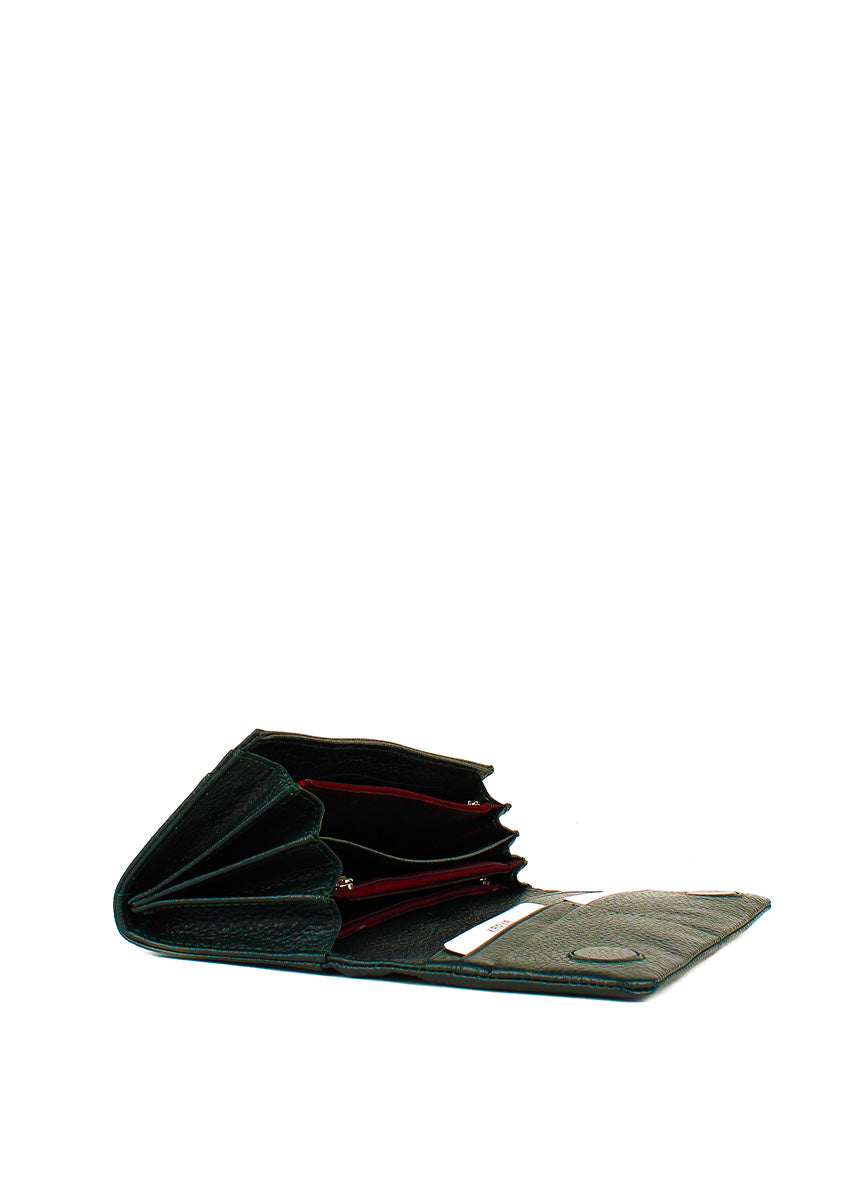 Cartera de piel italiana Verde 1159-030