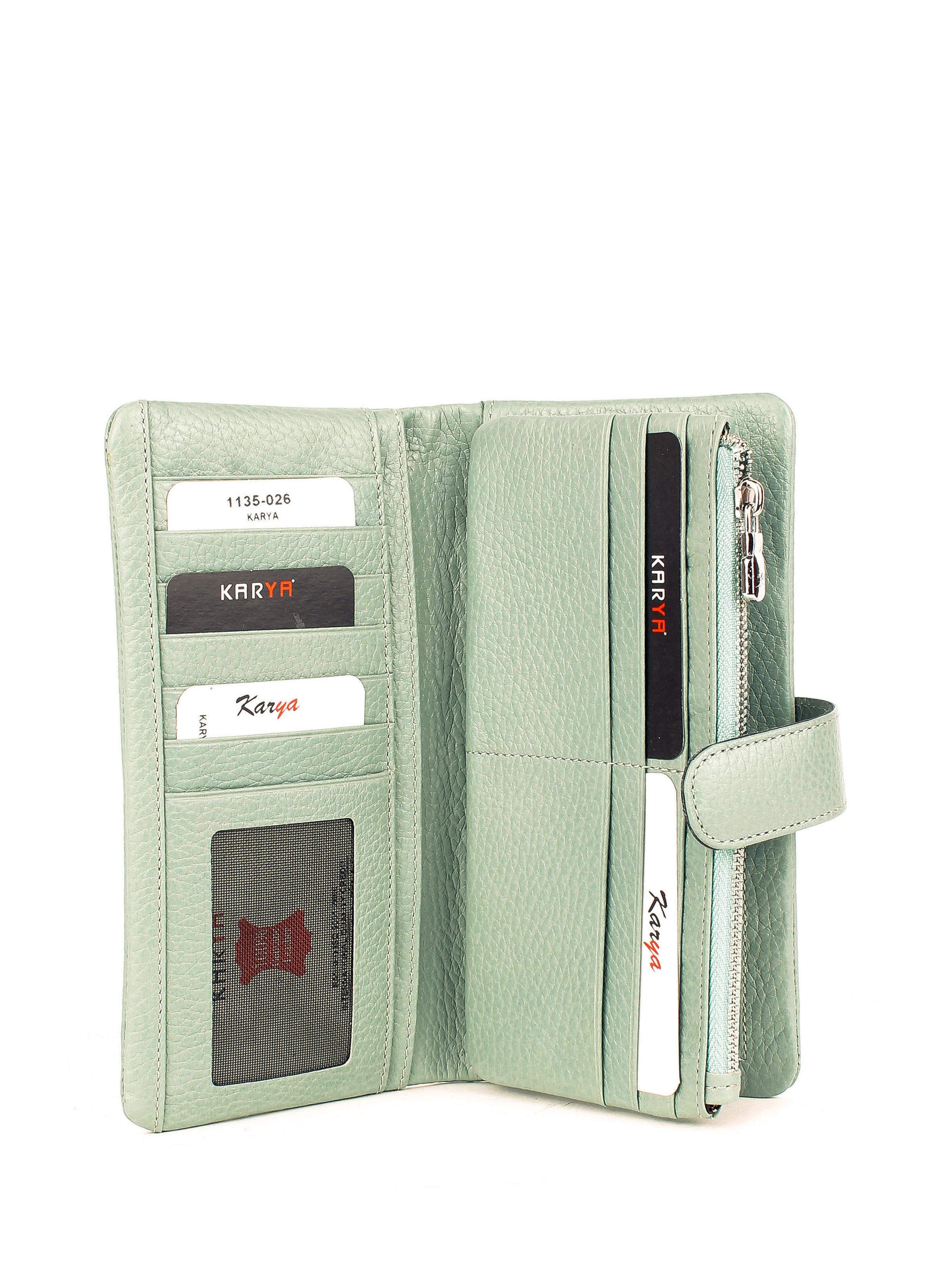 Cartera de piel italiana Verde 1135-026