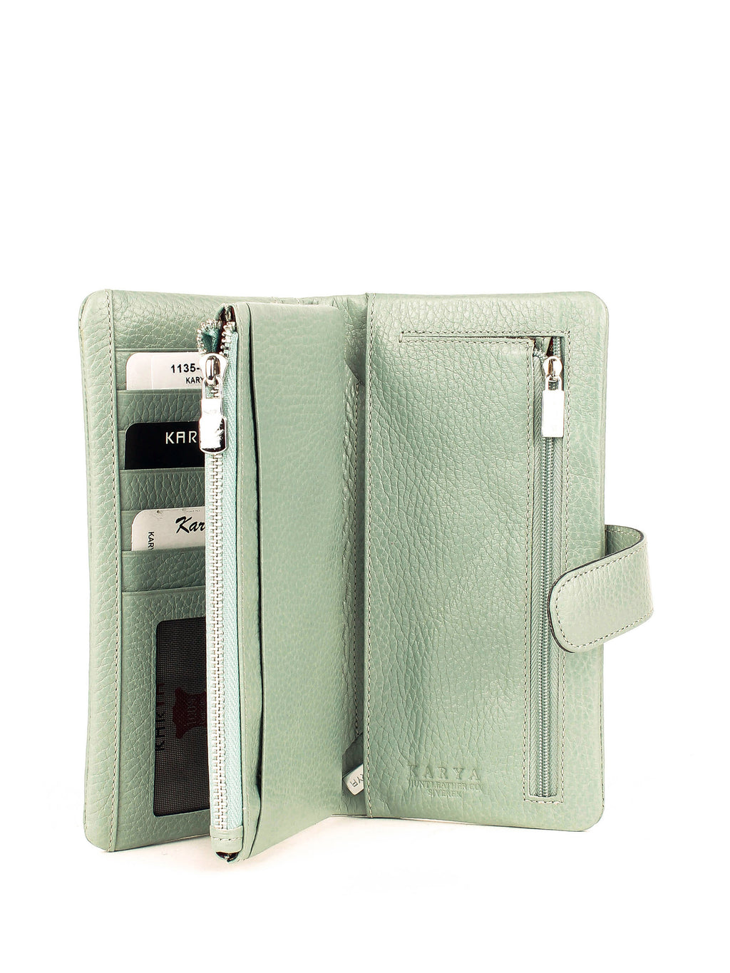 Cartera de piel italiana Verde 1135-026