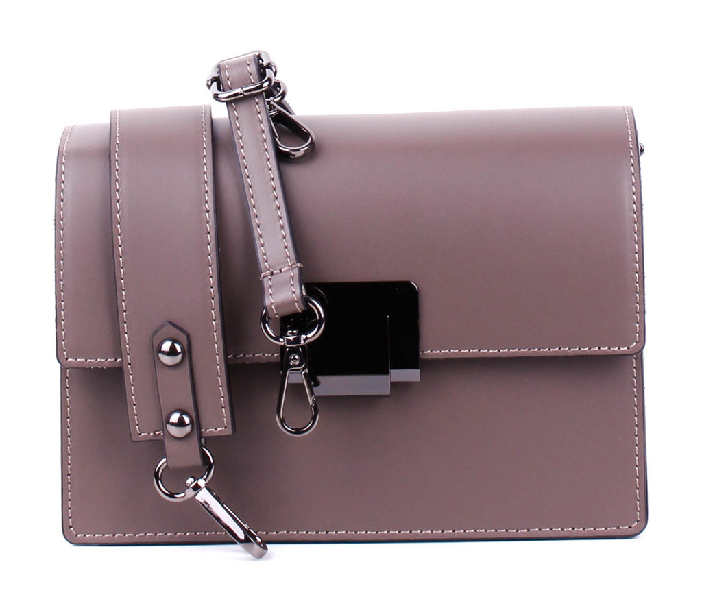 Bandolera de piel italiana Gris, Marrón 4701-104-31