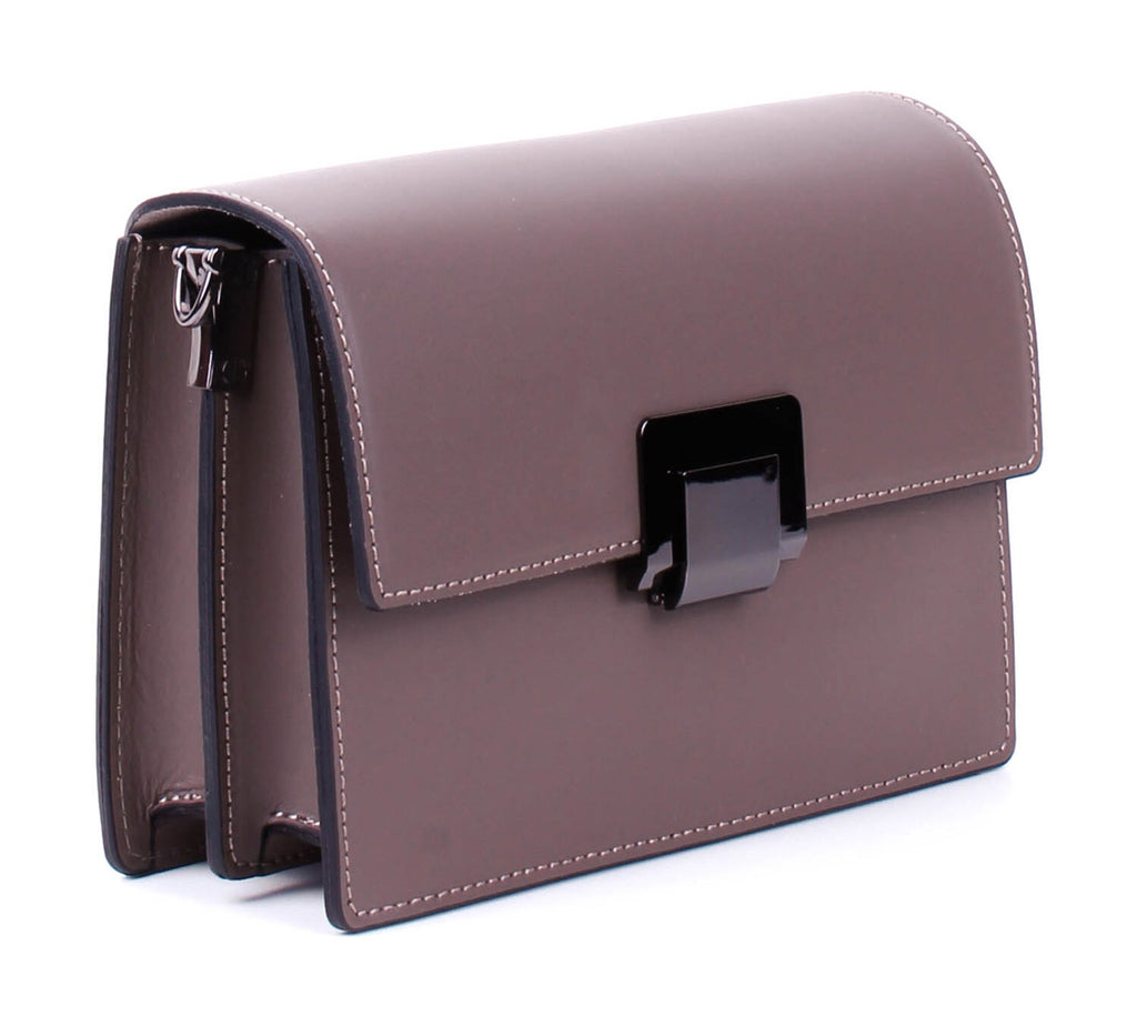 Bandolera de piel italiana Gris, Marrón 4701-104-31