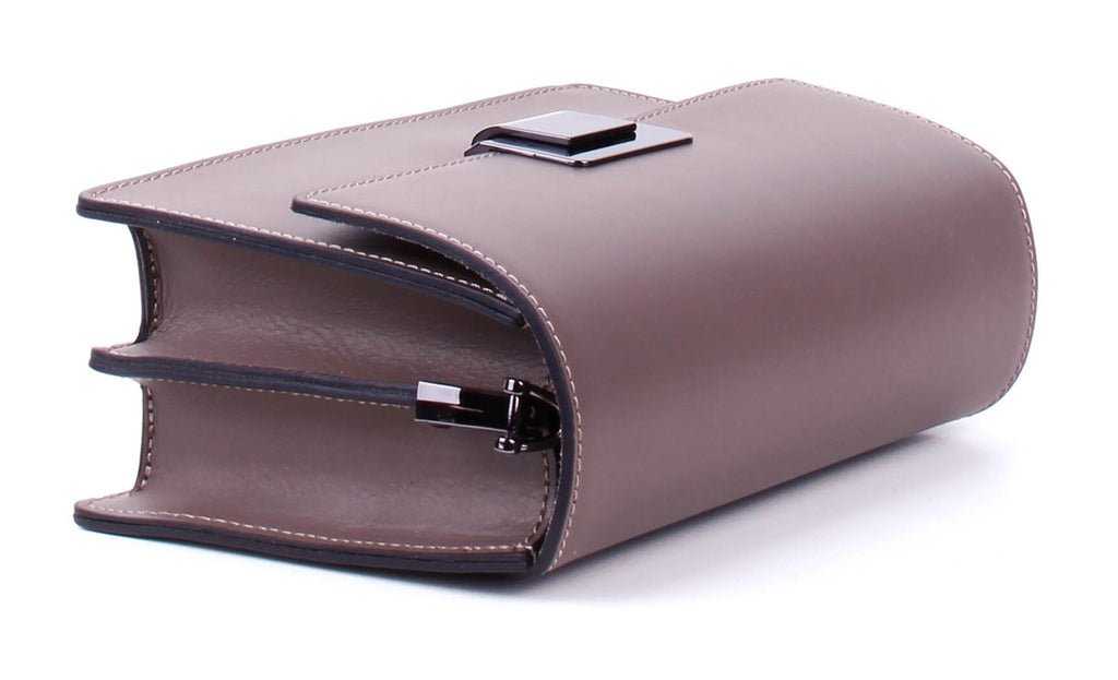 Bandolera de piel italiana Gris, Marrón 4701-104-31