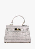 Bolso de mano de piel italiana Gris 8364-18-36