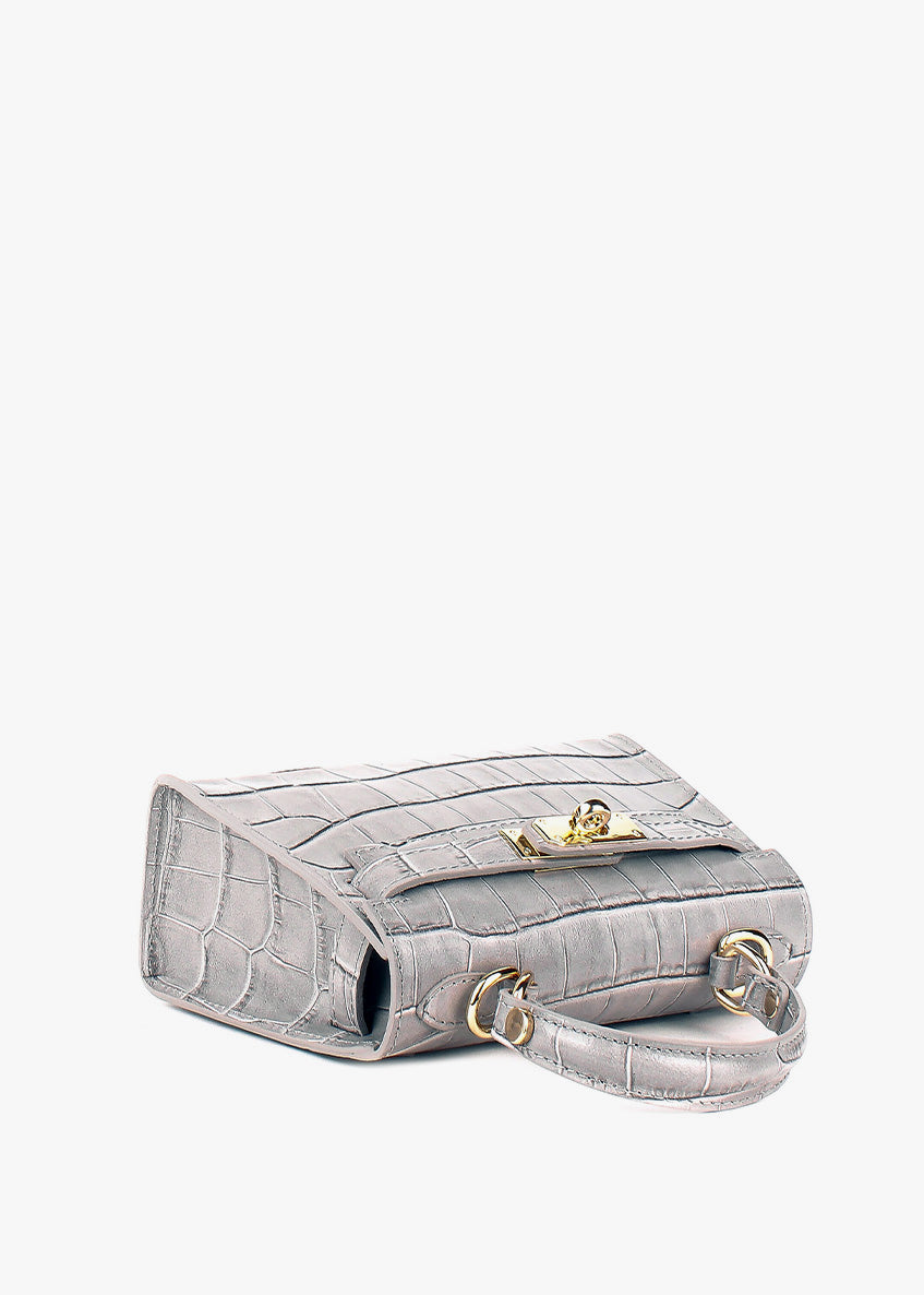 Bolso de mano de piel italiana Gris 8364-18-36