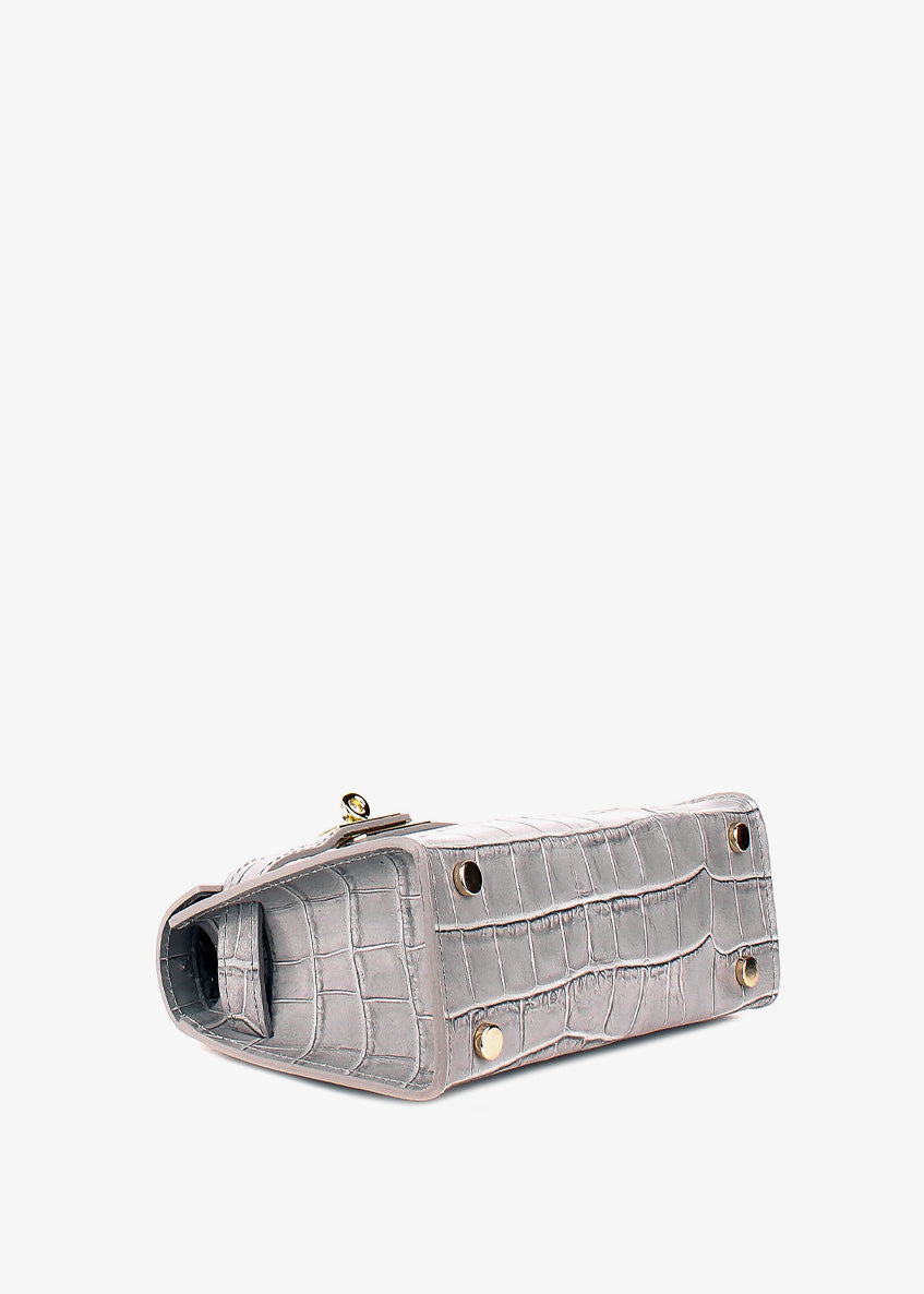 Bolso de mano de piel italiana Gris 8364-18-36