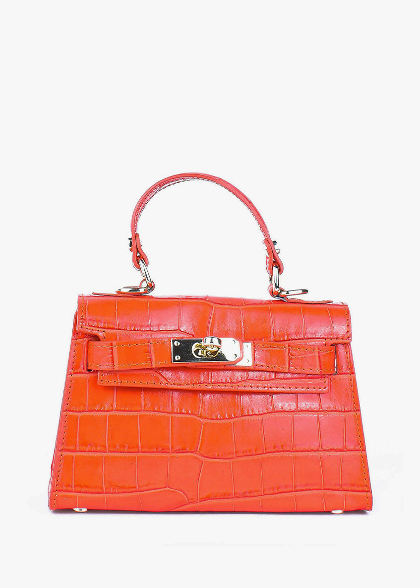 Bolso de mano de piel italiana Amarillo 8364-19-36