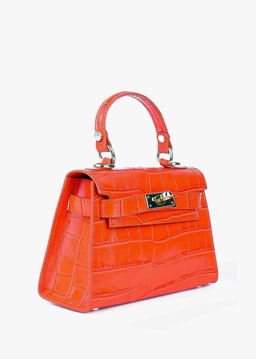 Bolso de mano de piel italiana Amarillo 8364-19-36