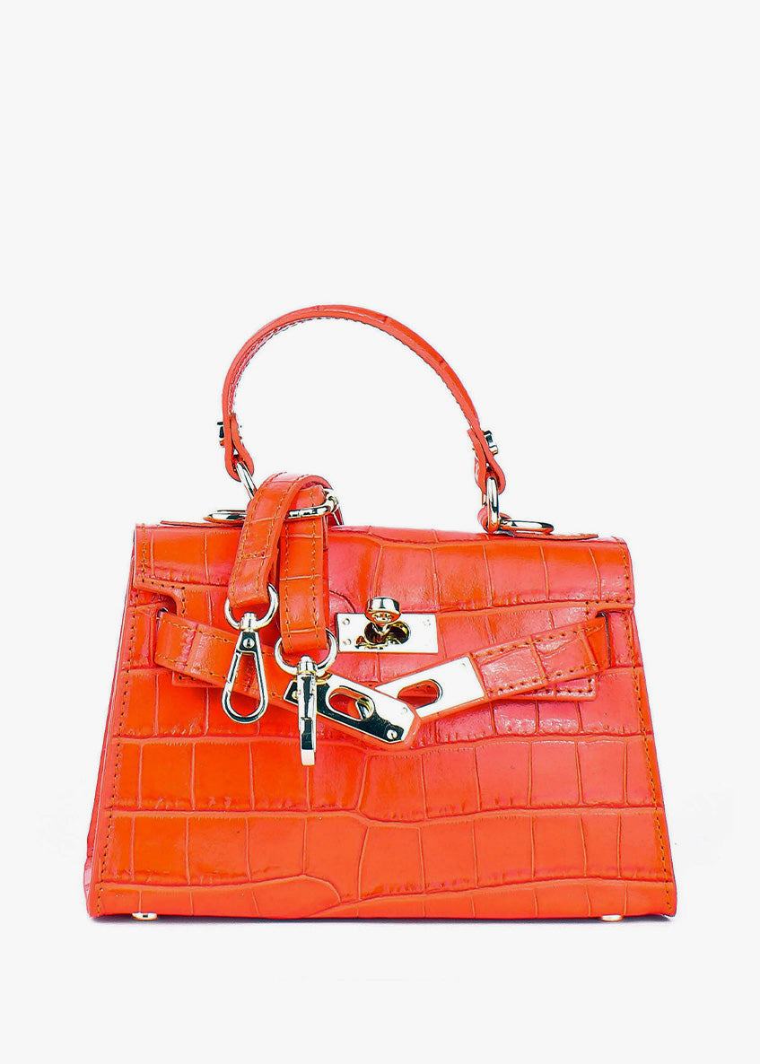 Bolso de mano de piel italiana Amarillo 8364-19-36