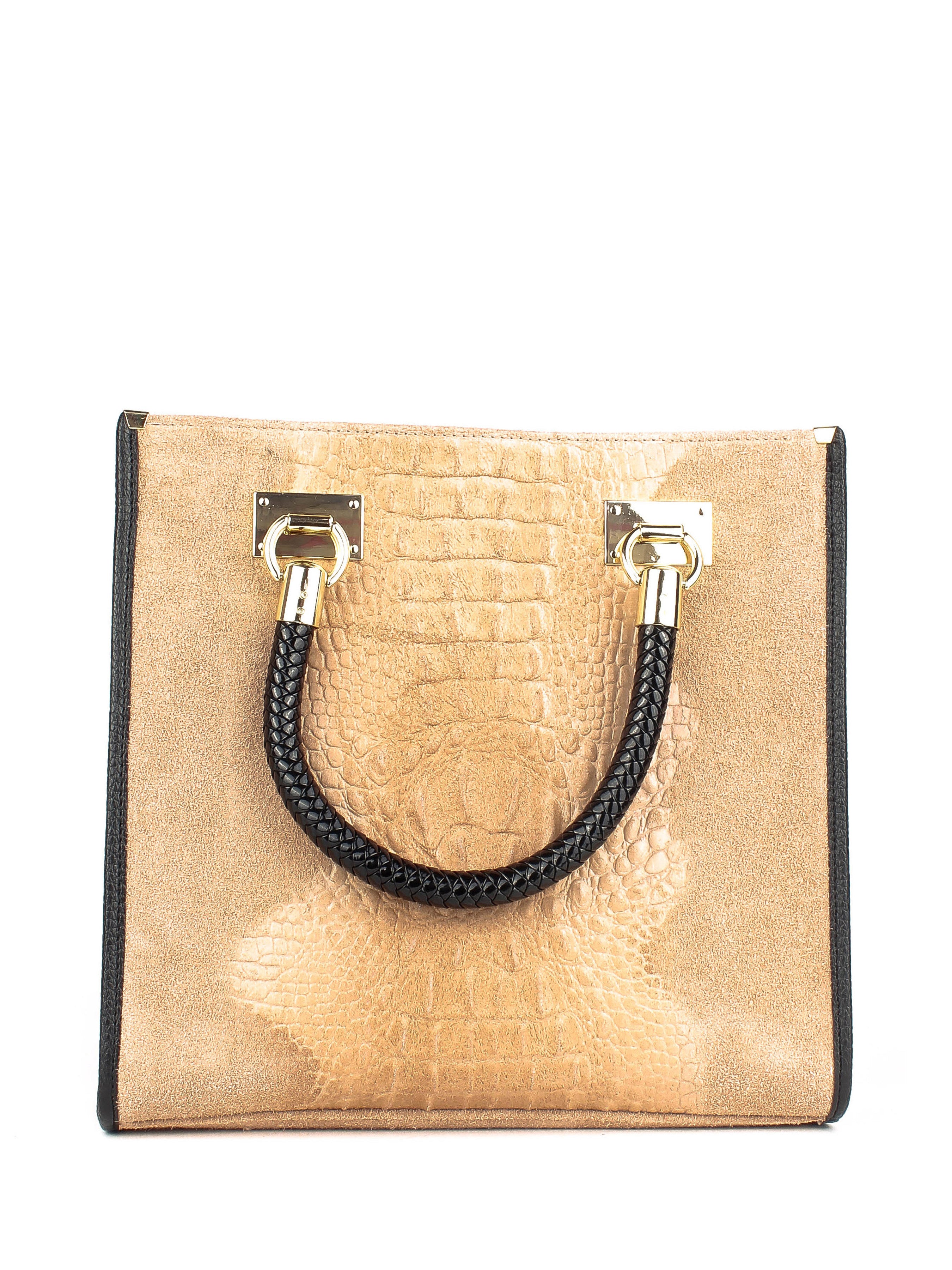 Bolso Tote de piel italiana Beige 8560-60-36