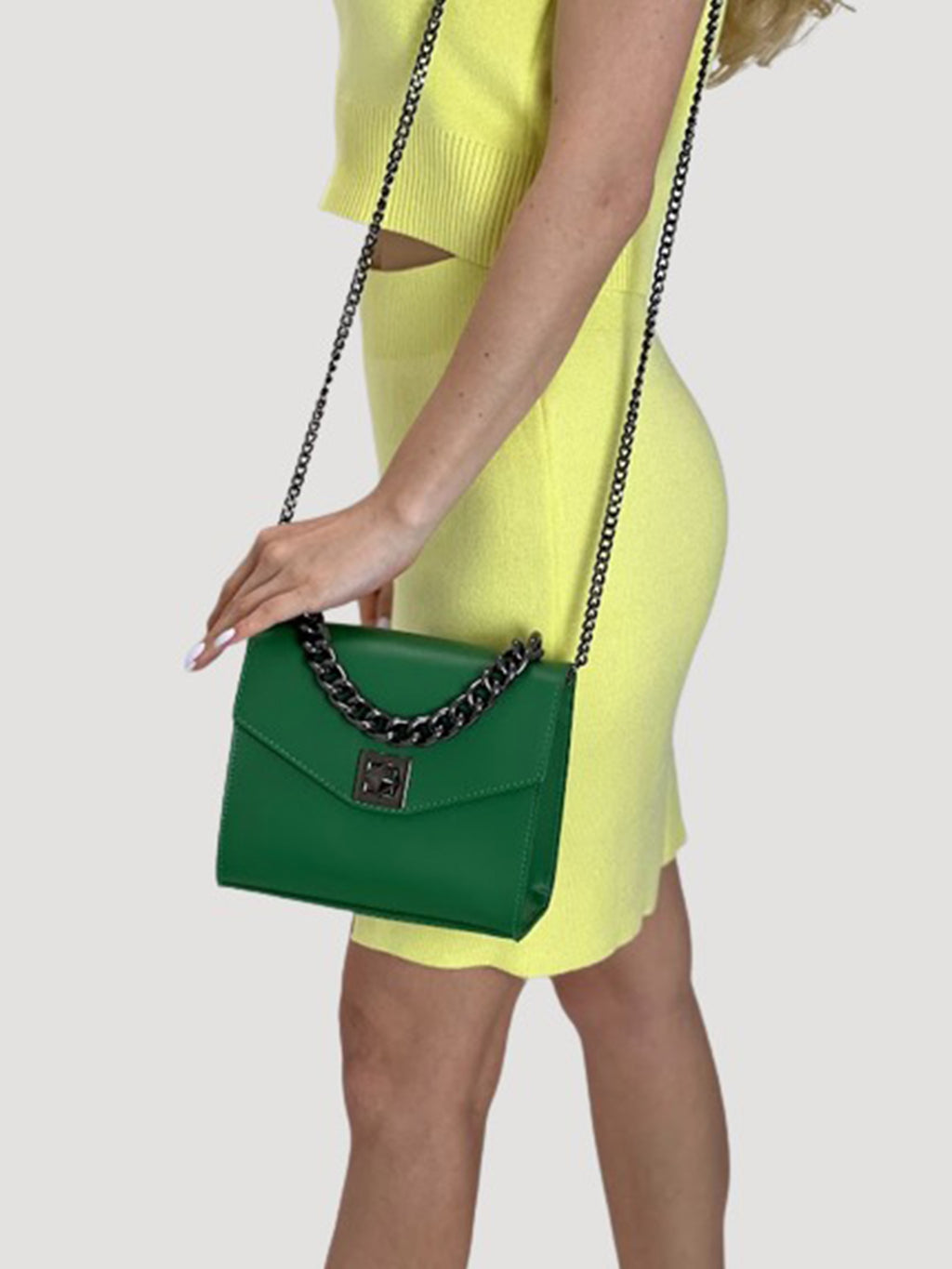 Bandolera de piel italiana Verde 5269-08-31