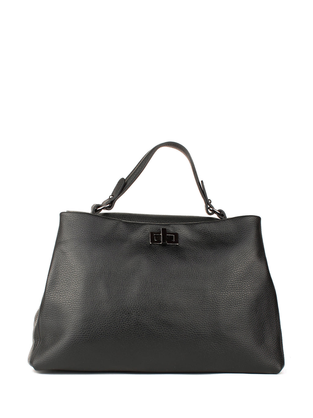 Bolso de mano de piel italiana LUNGA Negro