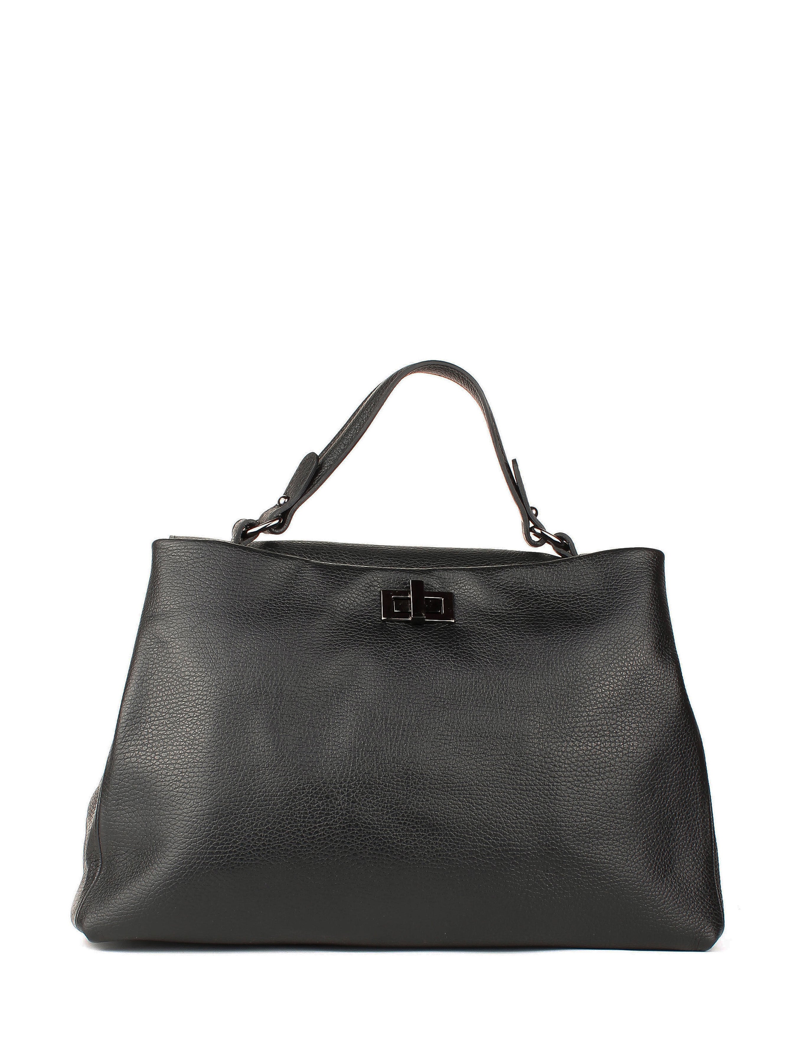 Bolso de mano de piel italiana LUNGA Negro
