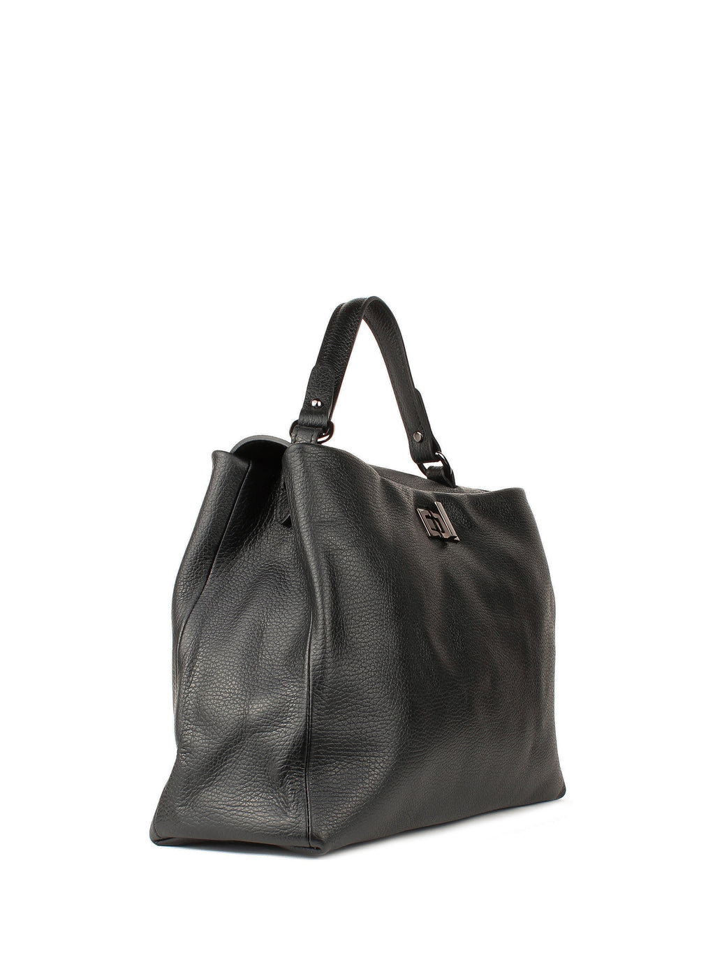 Bolso de mano de piel italiana LUNGA Negro