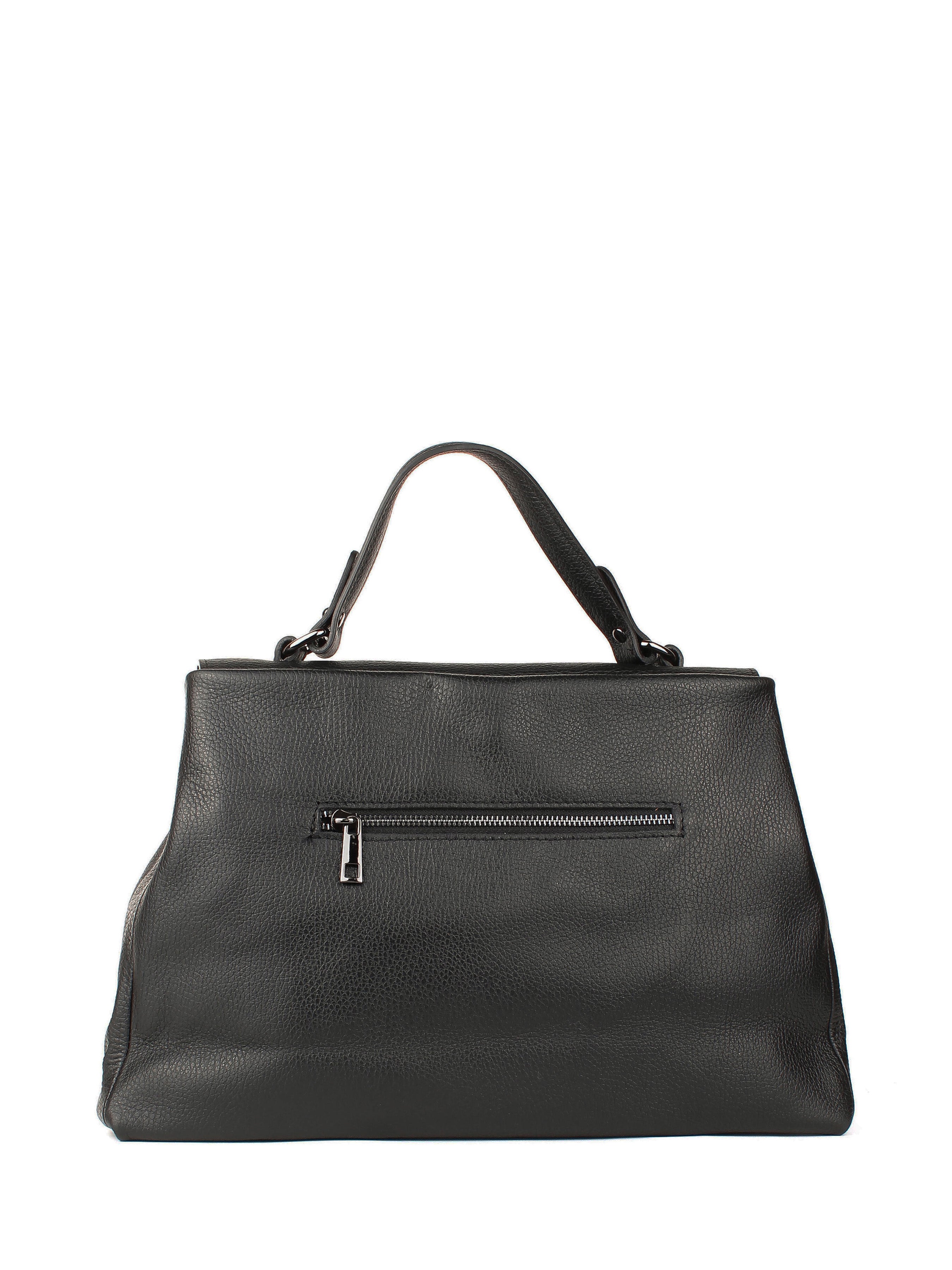 Bolso de mano de piel italiana LUNGA Negro