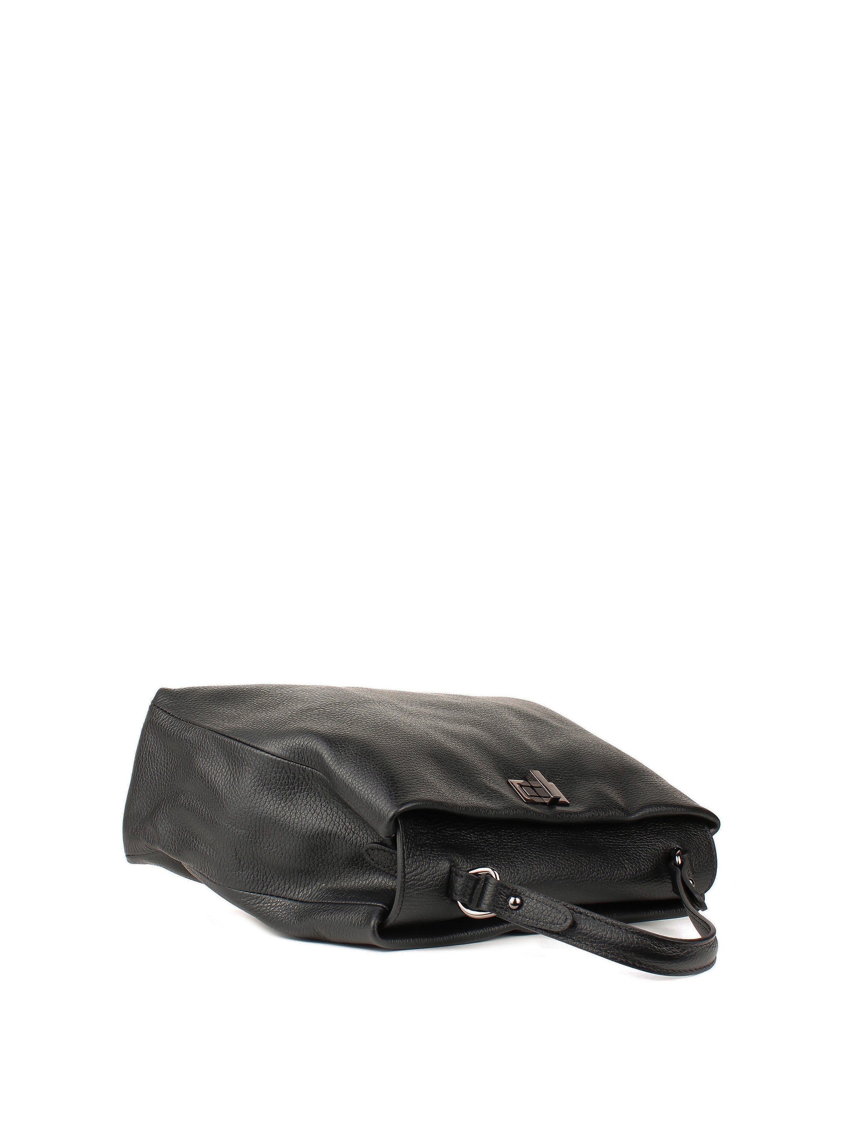Bolso de mano de piel italiana LUNGA Negro