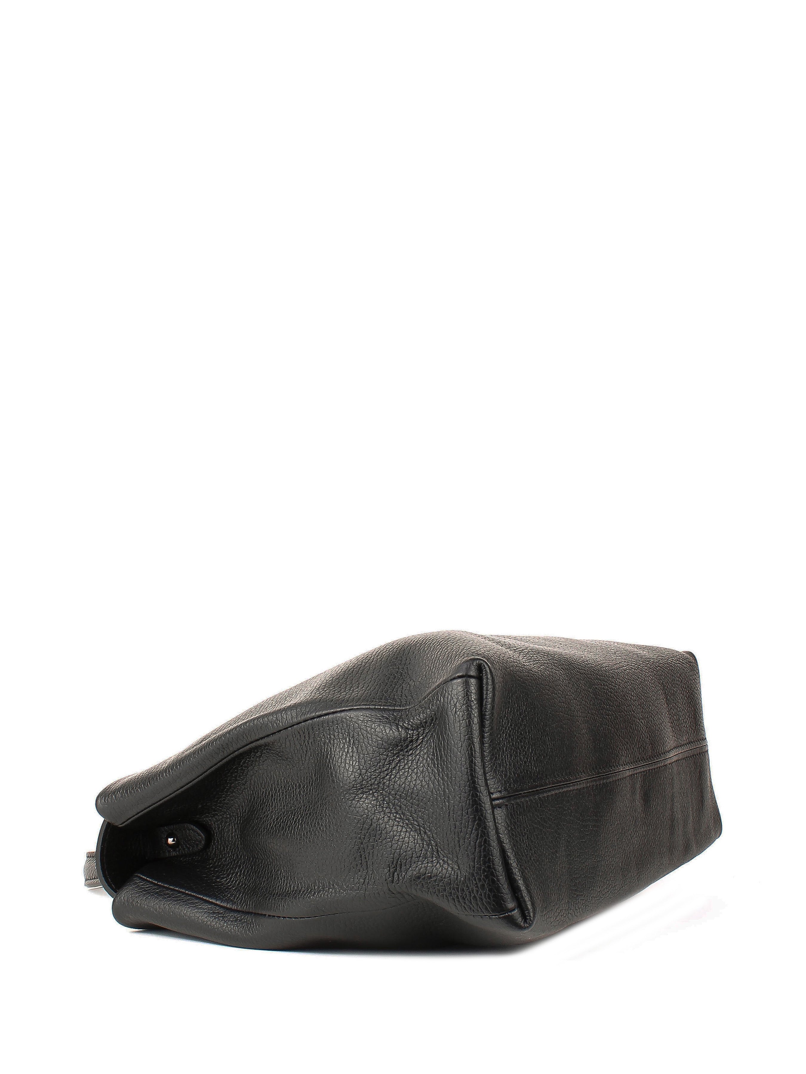 Bolso de mano de piel italiana LUNGA Negro