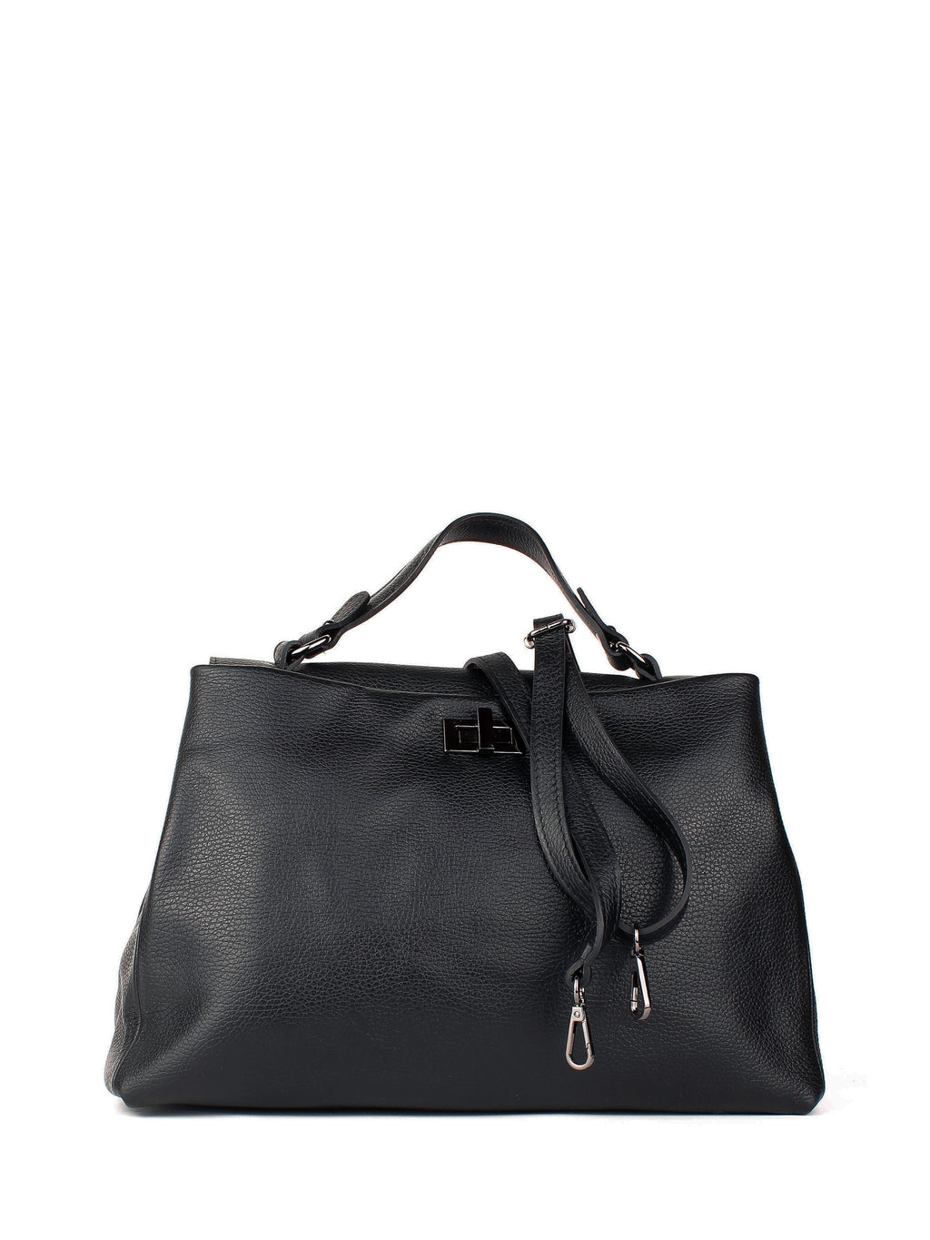 Bolso de mano de piel italiana LUNGA Negro