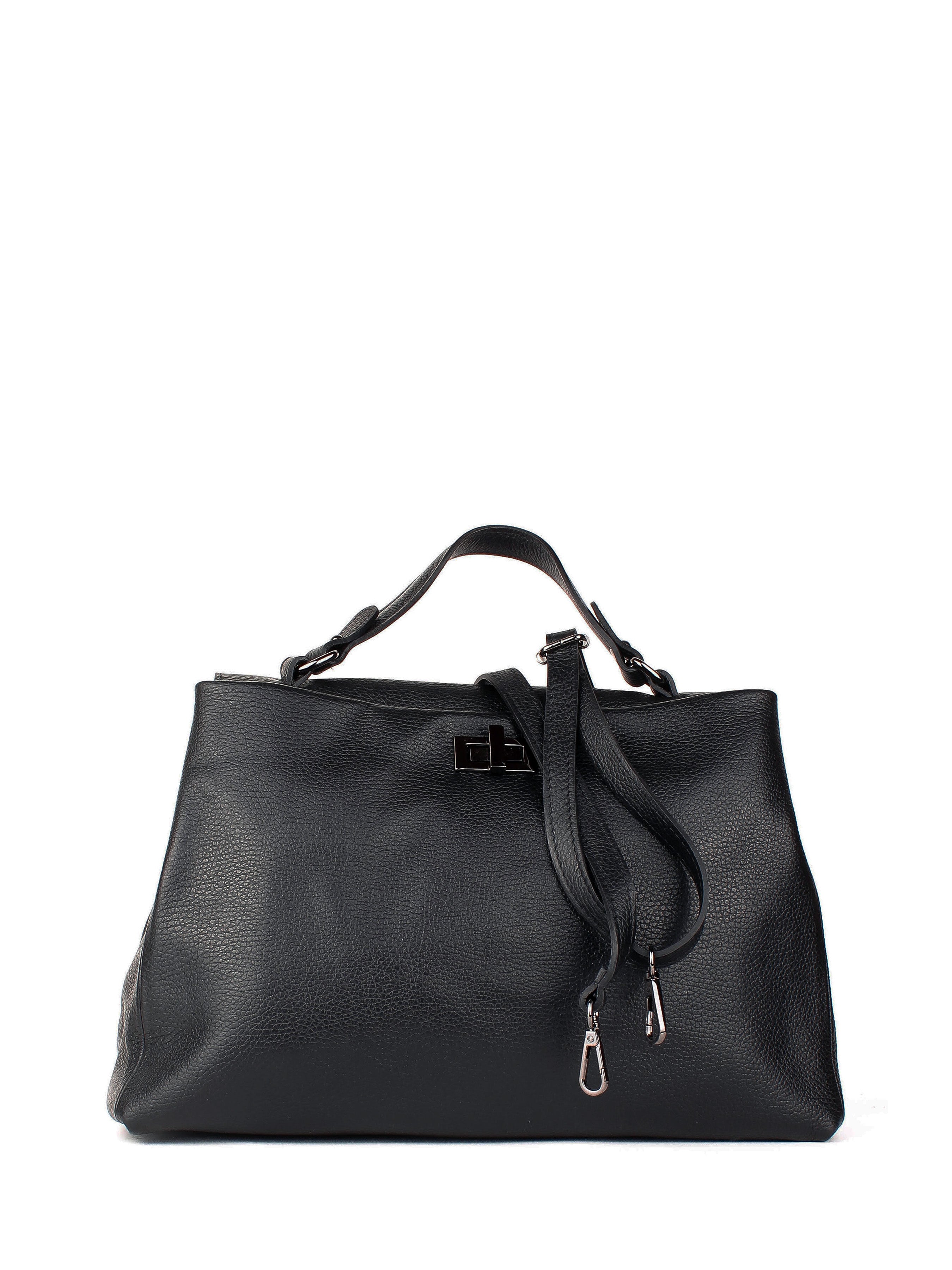 Bolso de mano de piel italiana LUNGA Negro