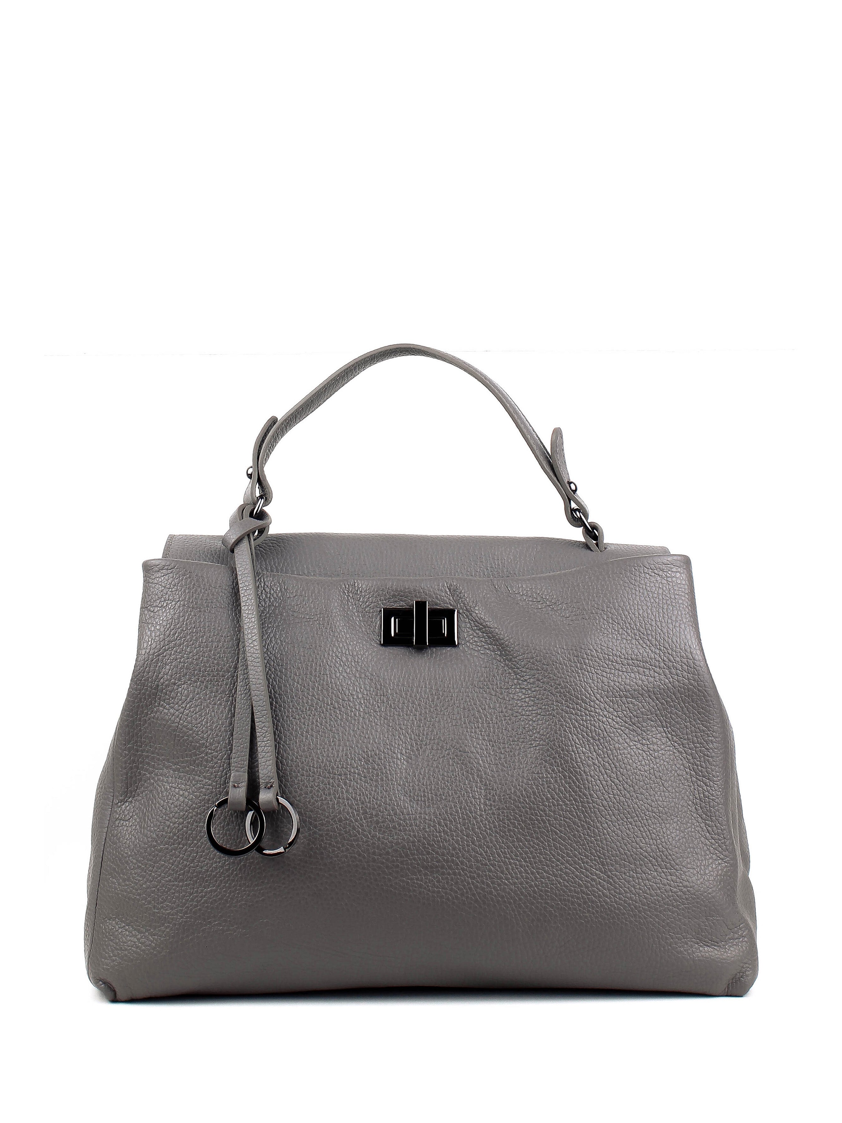 Bolso de mano de piel italiana LUNGA Gris