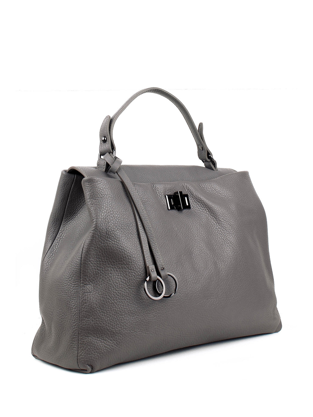 Bolso de mano de piel italiana LUNGA Gris