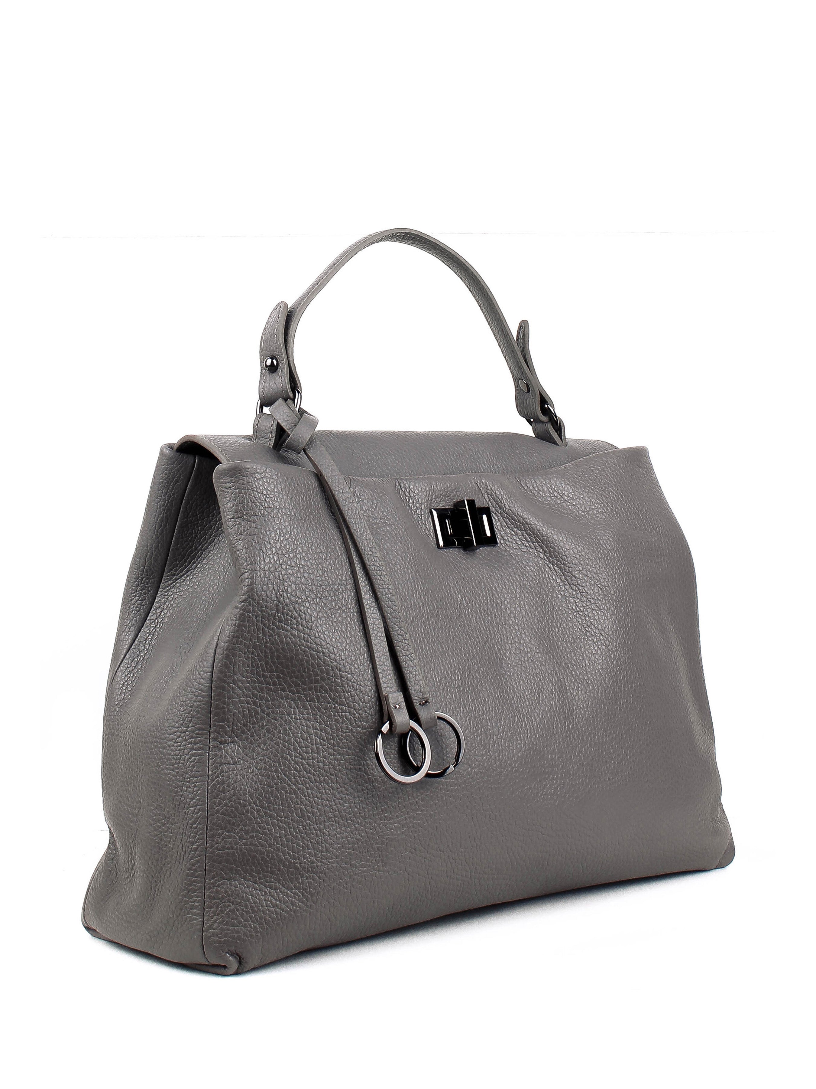 Bolso de mano de piel italiana LUNGA Gris
