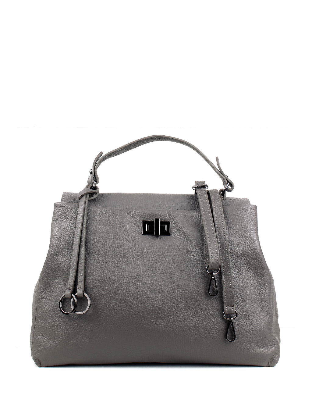Bolso de mano de piel italiana LUNGA Gris