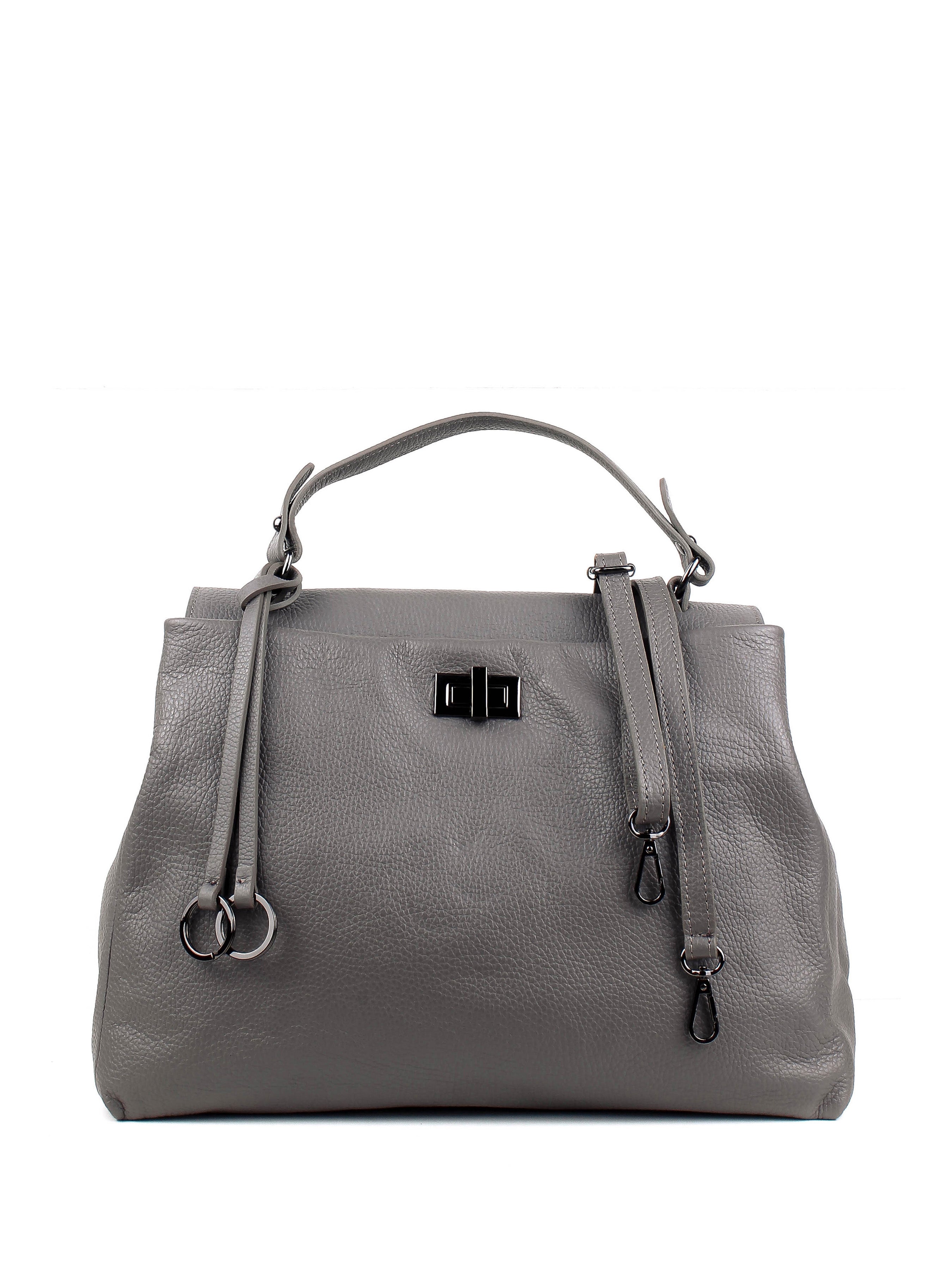 Bolso de mano de piel italiana LUNGA Gris