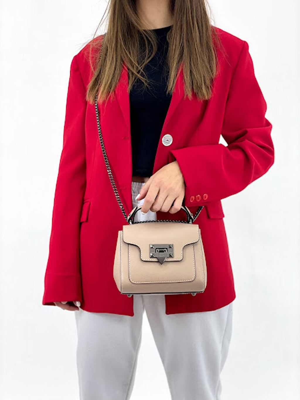 Bolso de mano de piel italiana MASSIG Beige