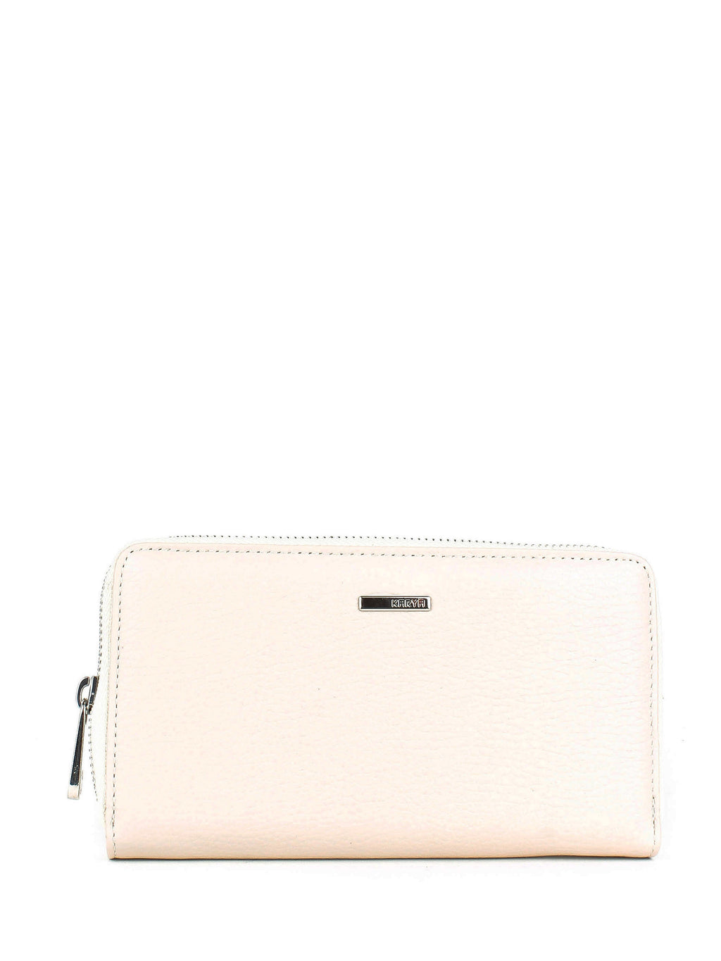 Cartera de piel italiana Beige 1072-13