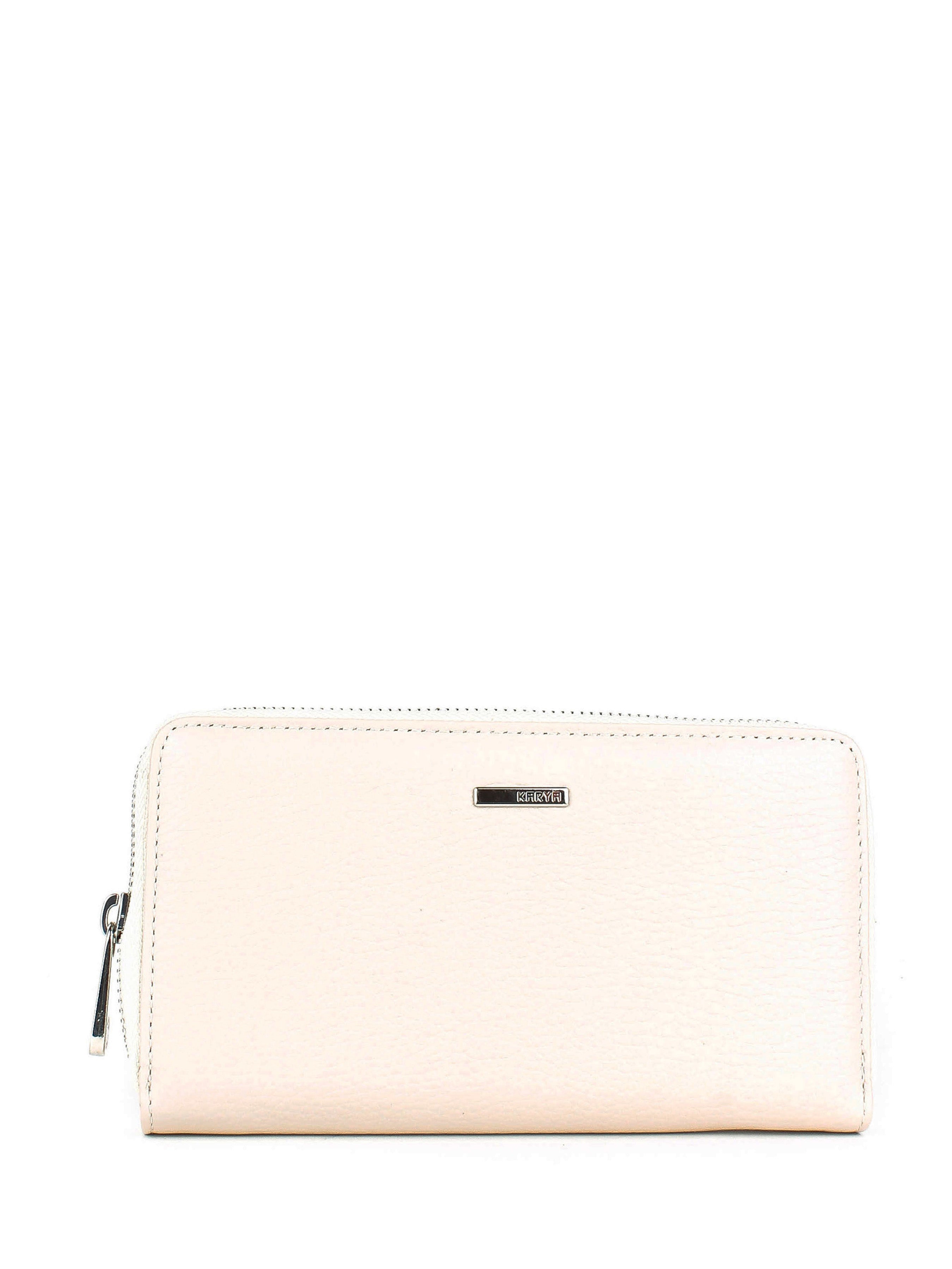 Cartera de piel italiana Beige 1072-13