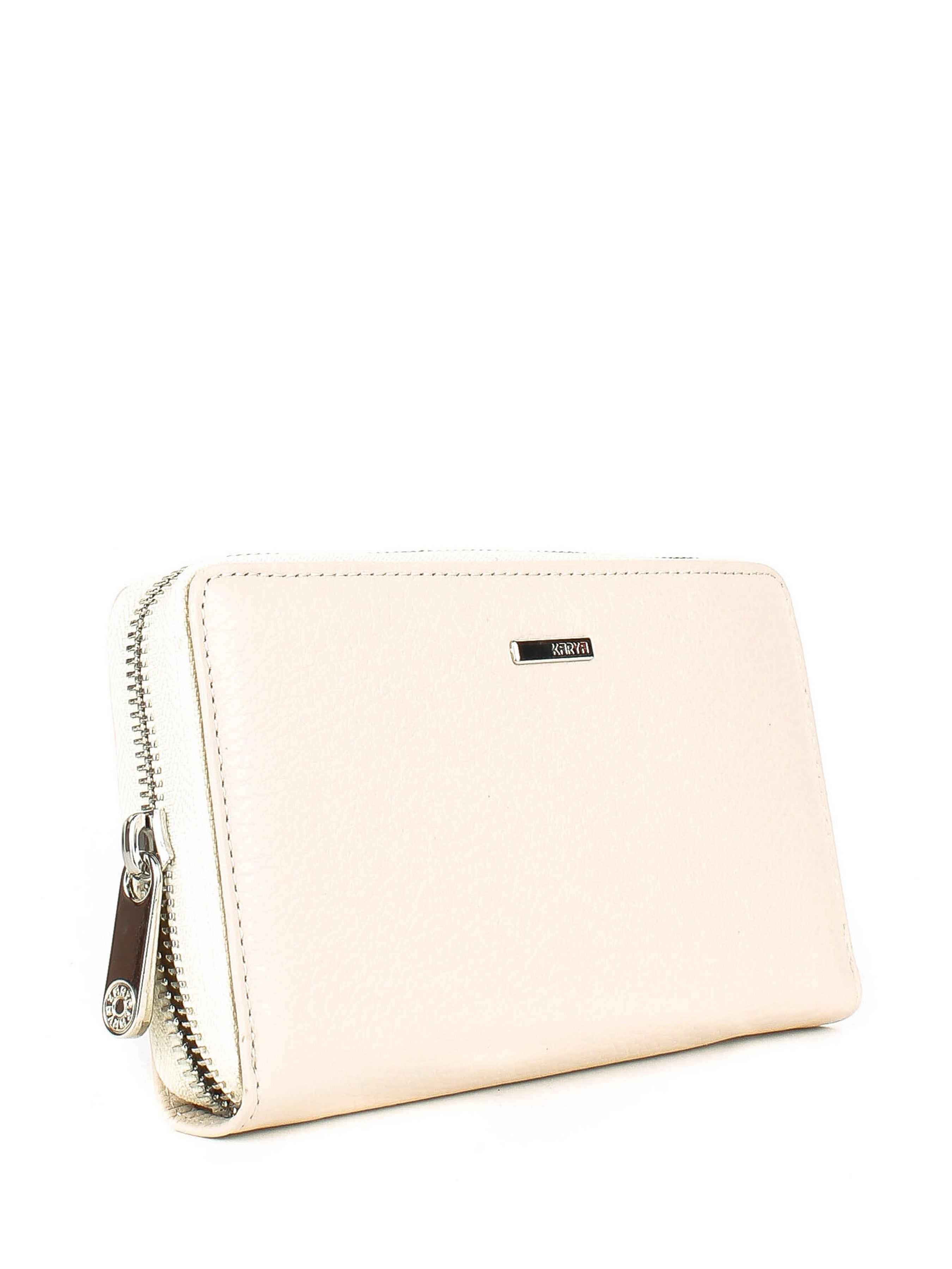 Cartera de piel italiana Beige 1072-13