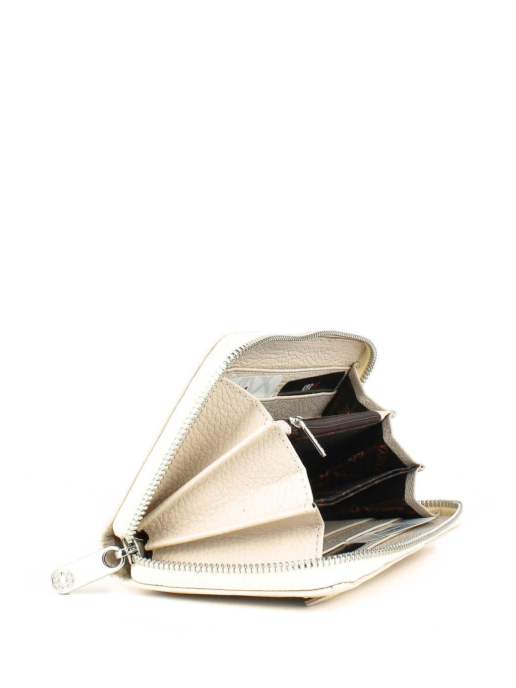 Cartera de piel italiana Beige 1072-13