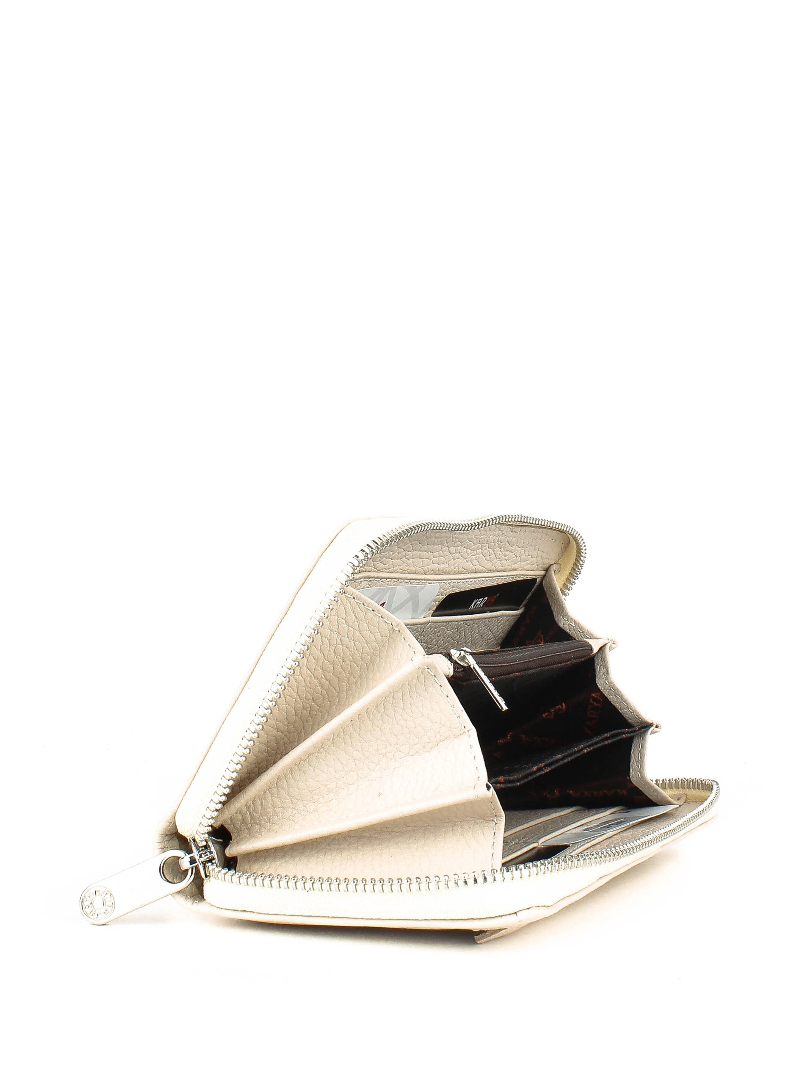 Cartera de piel italiana Beige 1072-13