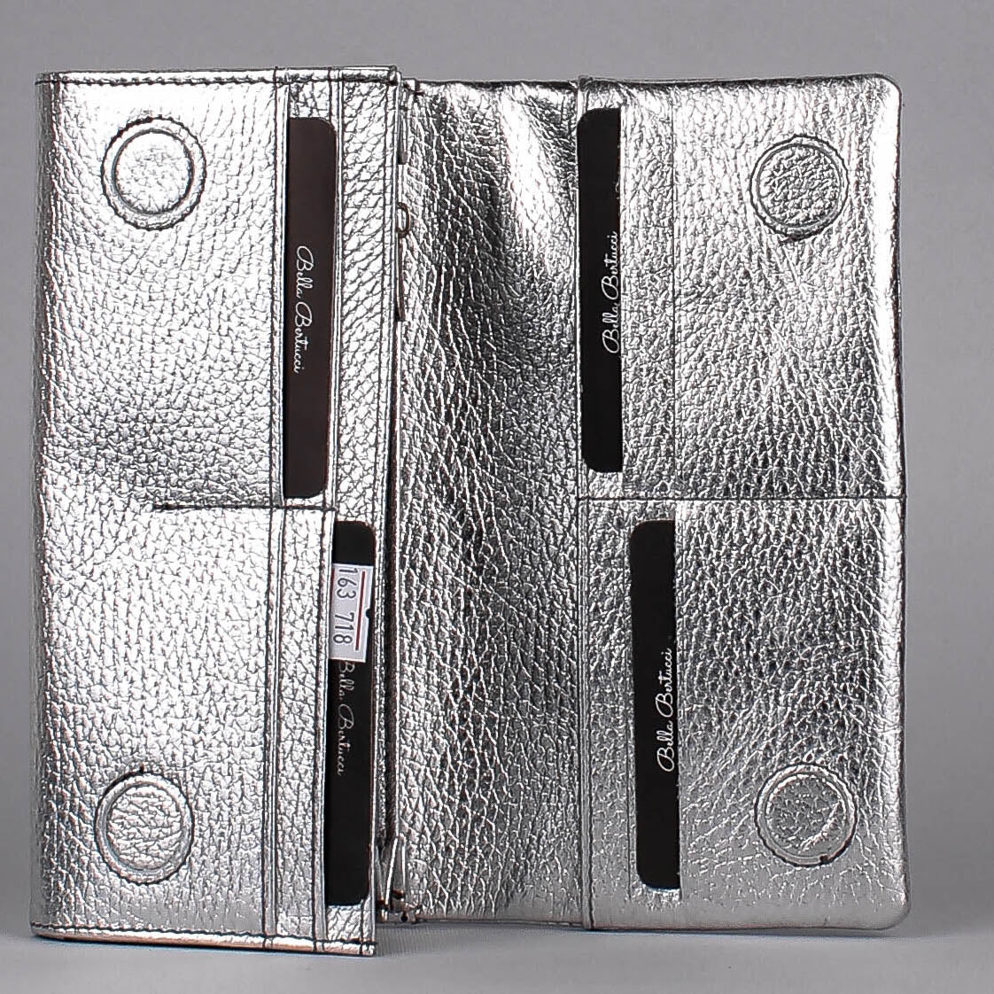 Bandolera de piel italiana Plata 163-718