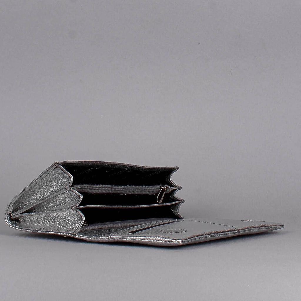 Bandolera de piel italiana Plata 163-718