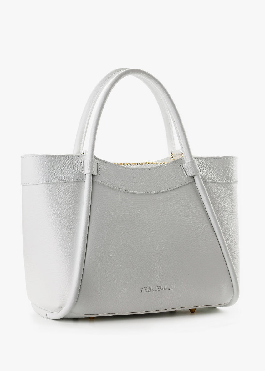 Bolso de mano de piel italiana Blanco 6370-16-32