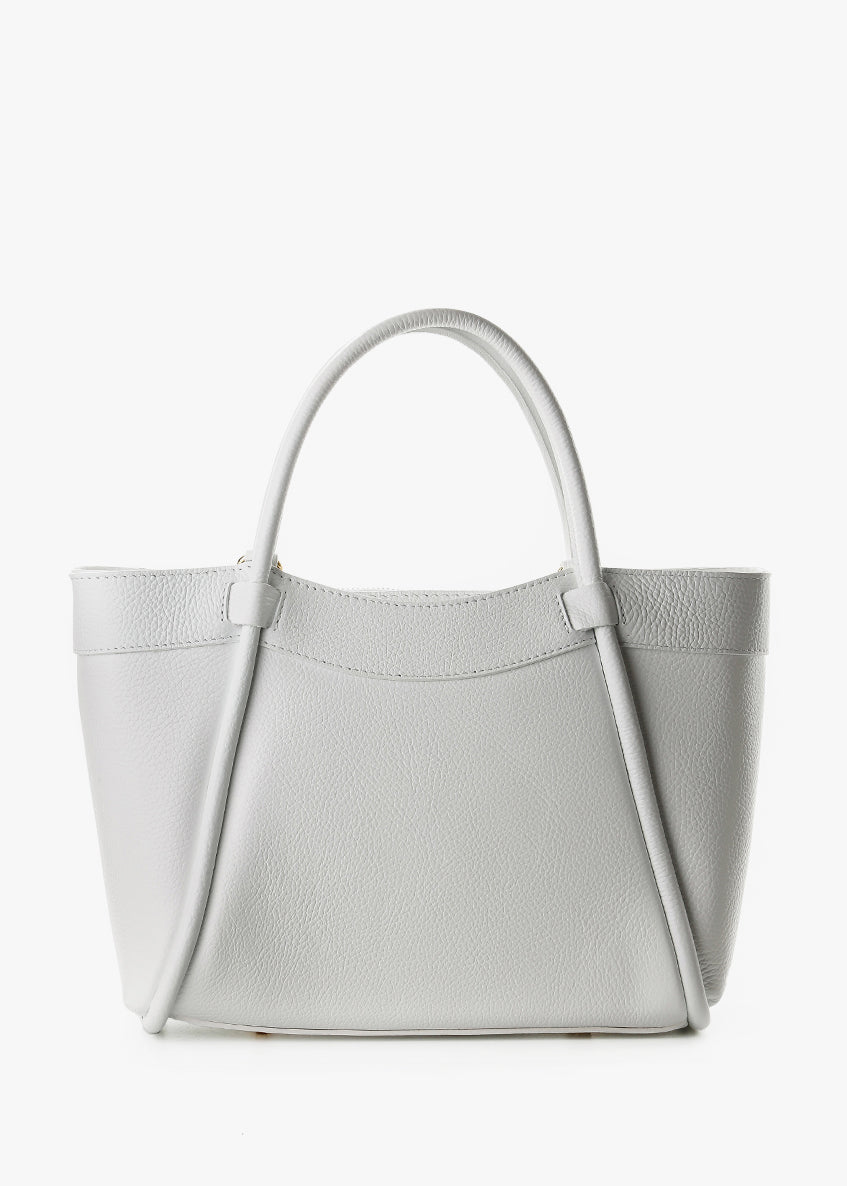 Bolso de mano de piel italiana Blanco 6370-16-32