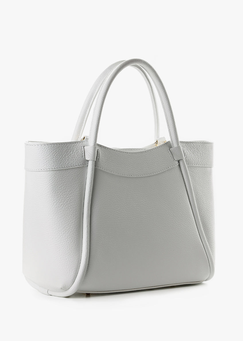 Bolso de mano de piel italiana Blanco 6370-16-32