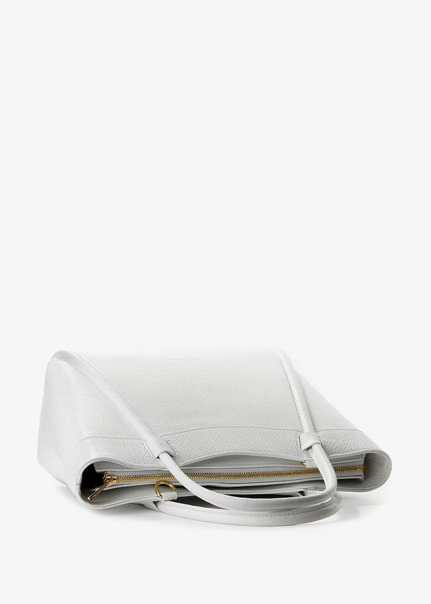 Bolso de mano de piel italiana Blanco 6370-16-32