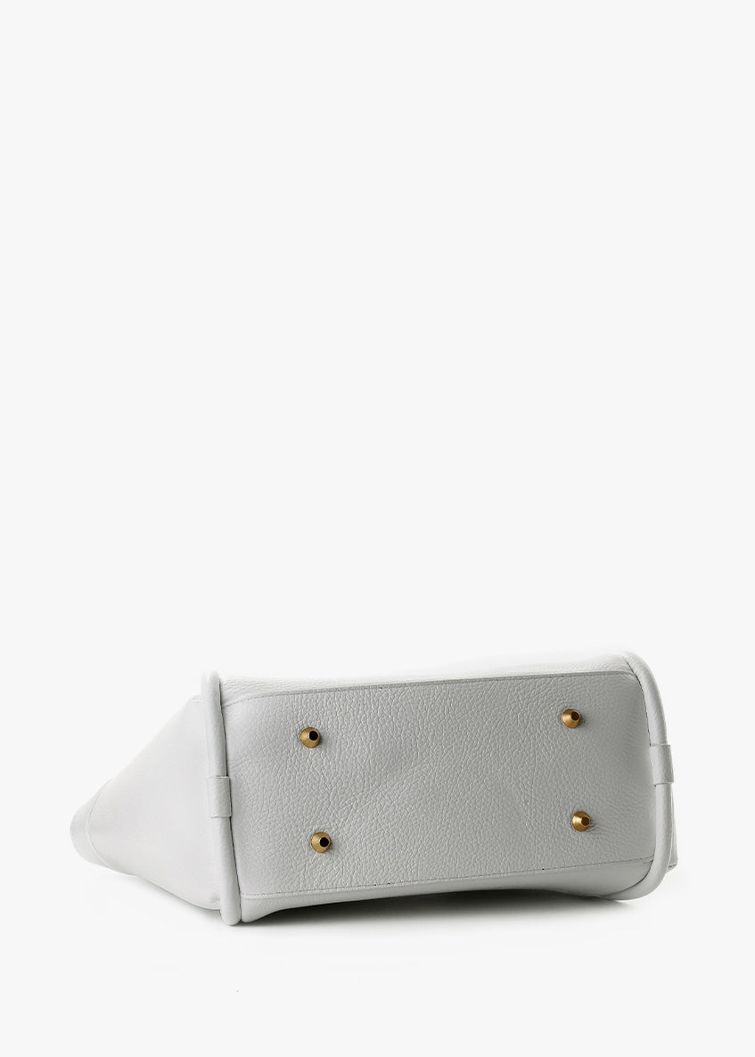 Bolso de mano de piel italiana Blanco 6370-16-32