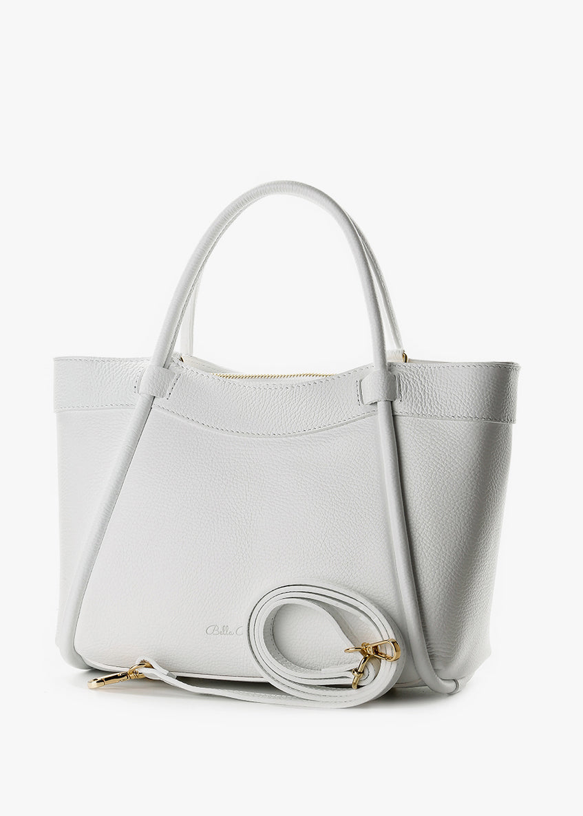 Bolso de mano de piel italiana Blanco 6370-16-32