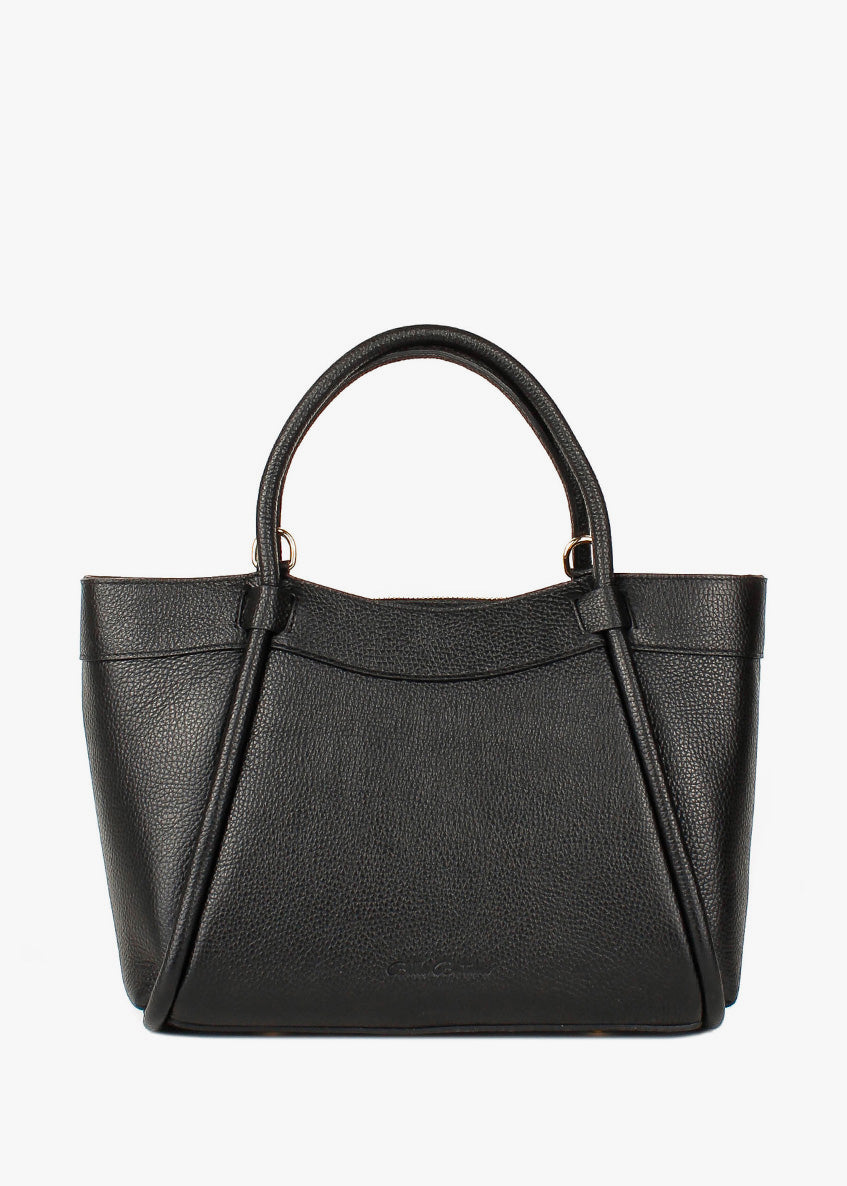 Bolso de mano de piel italiana Negro 6370-05-32