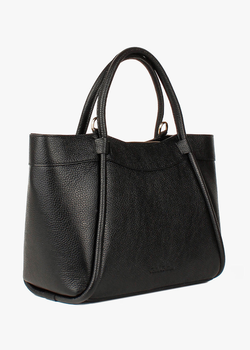 Bolso de mano de piel italiana Negro 6370-05-32